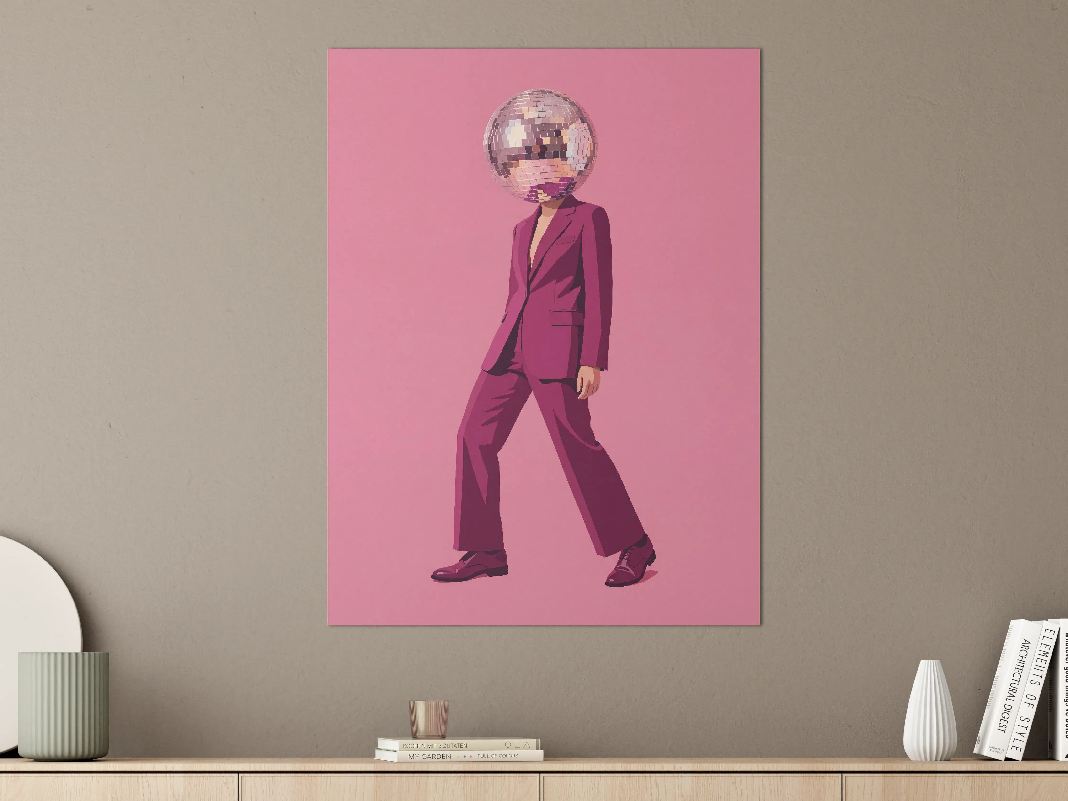Große Wandbilder - Punkiger Disco-Charakter in Pink