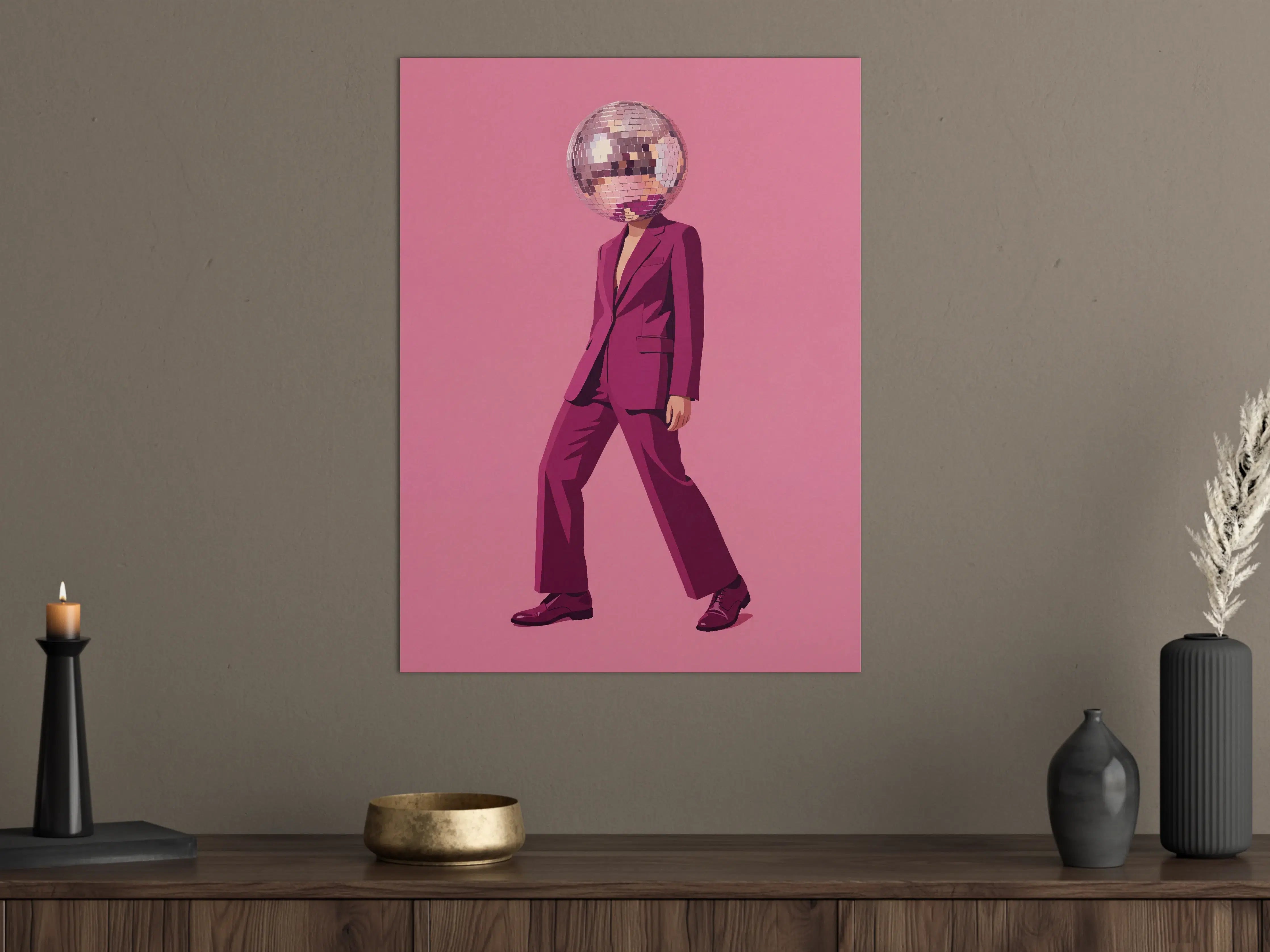 Große Wandbilder - Punkiger Disco-Charakter in Pink