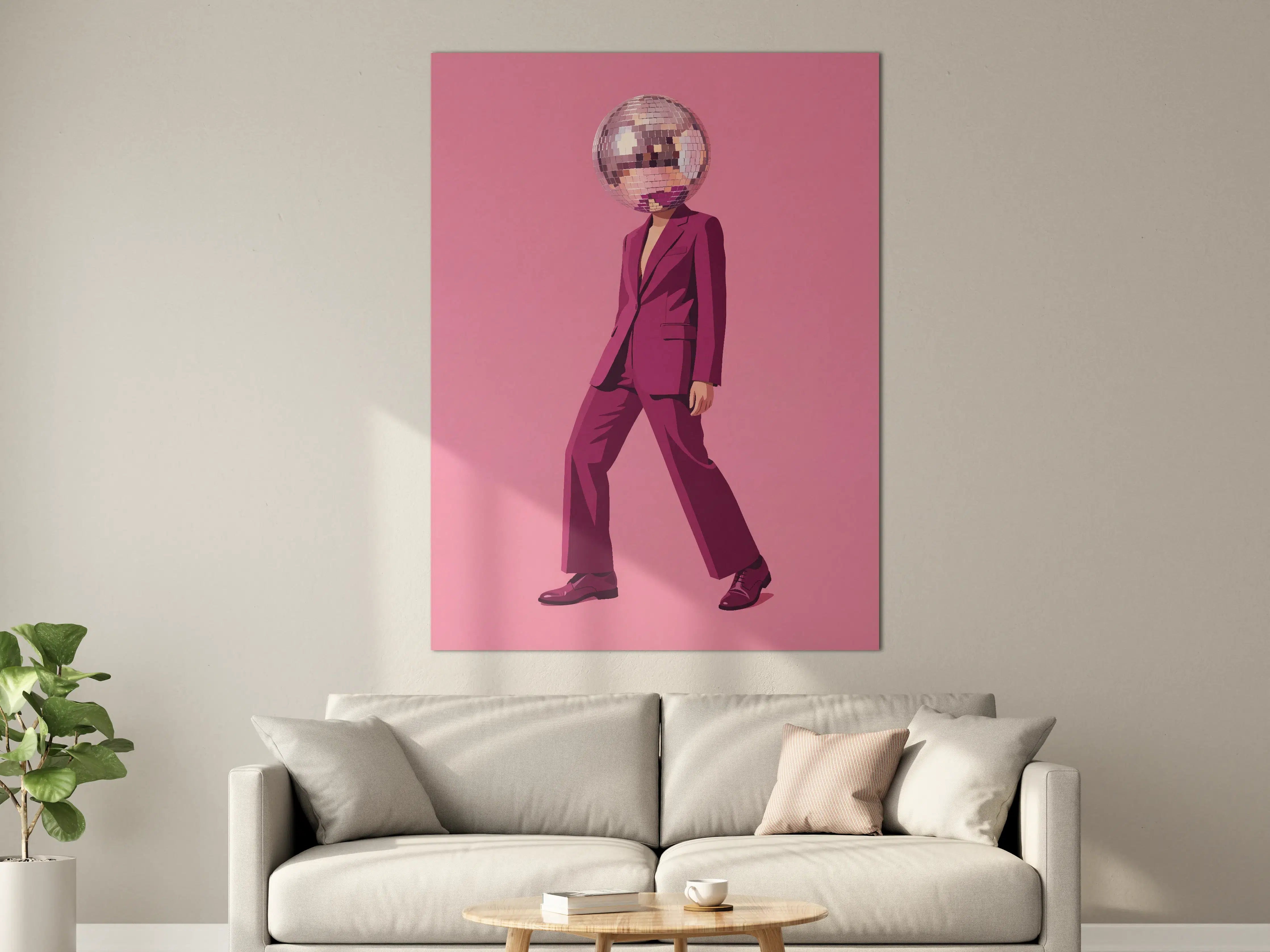 Große Wandbilder - Punkiger Disco-Charakter in Pink