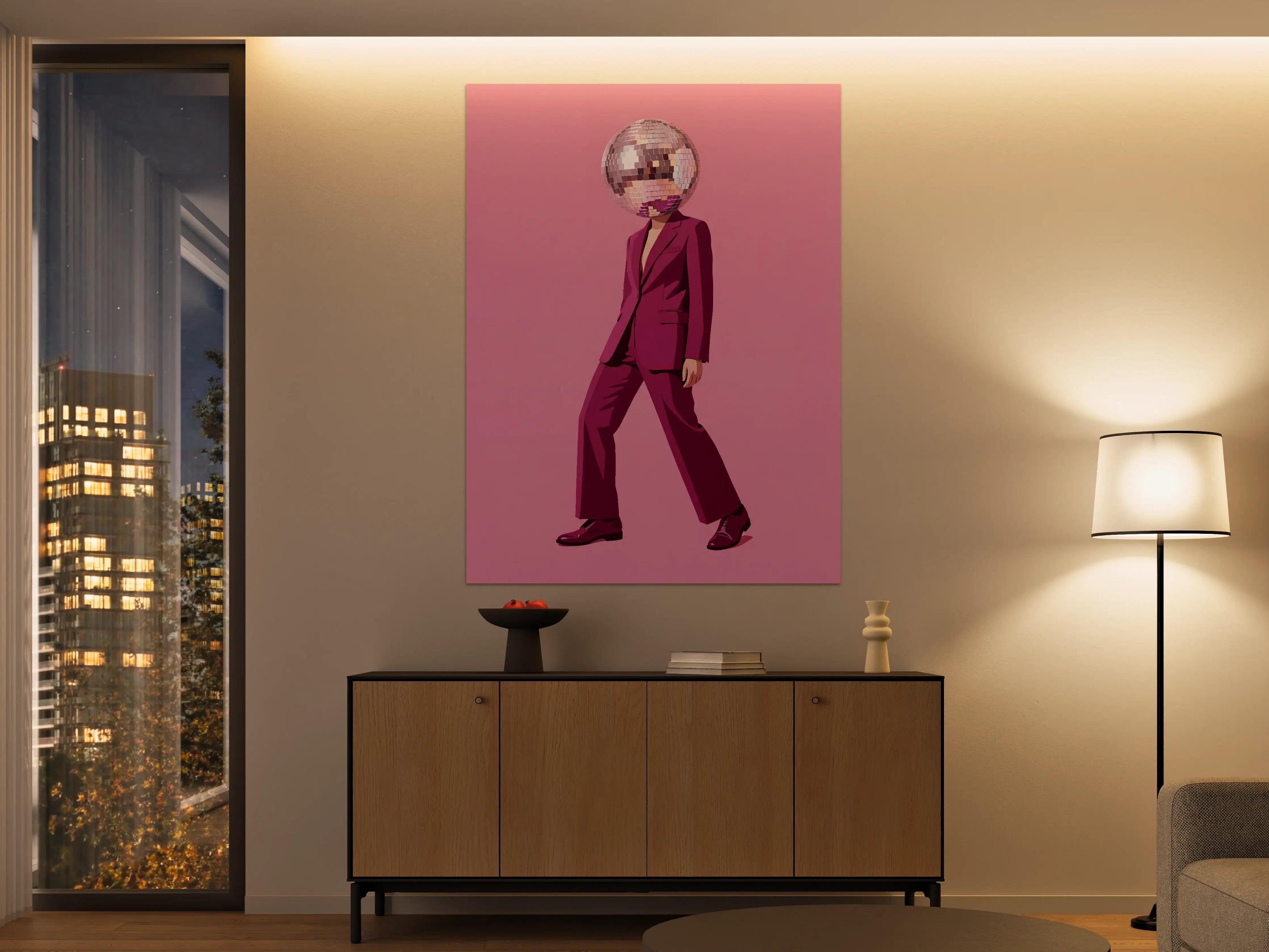 Große Wandbilder - Punkiger Disco-Charakter in Pink