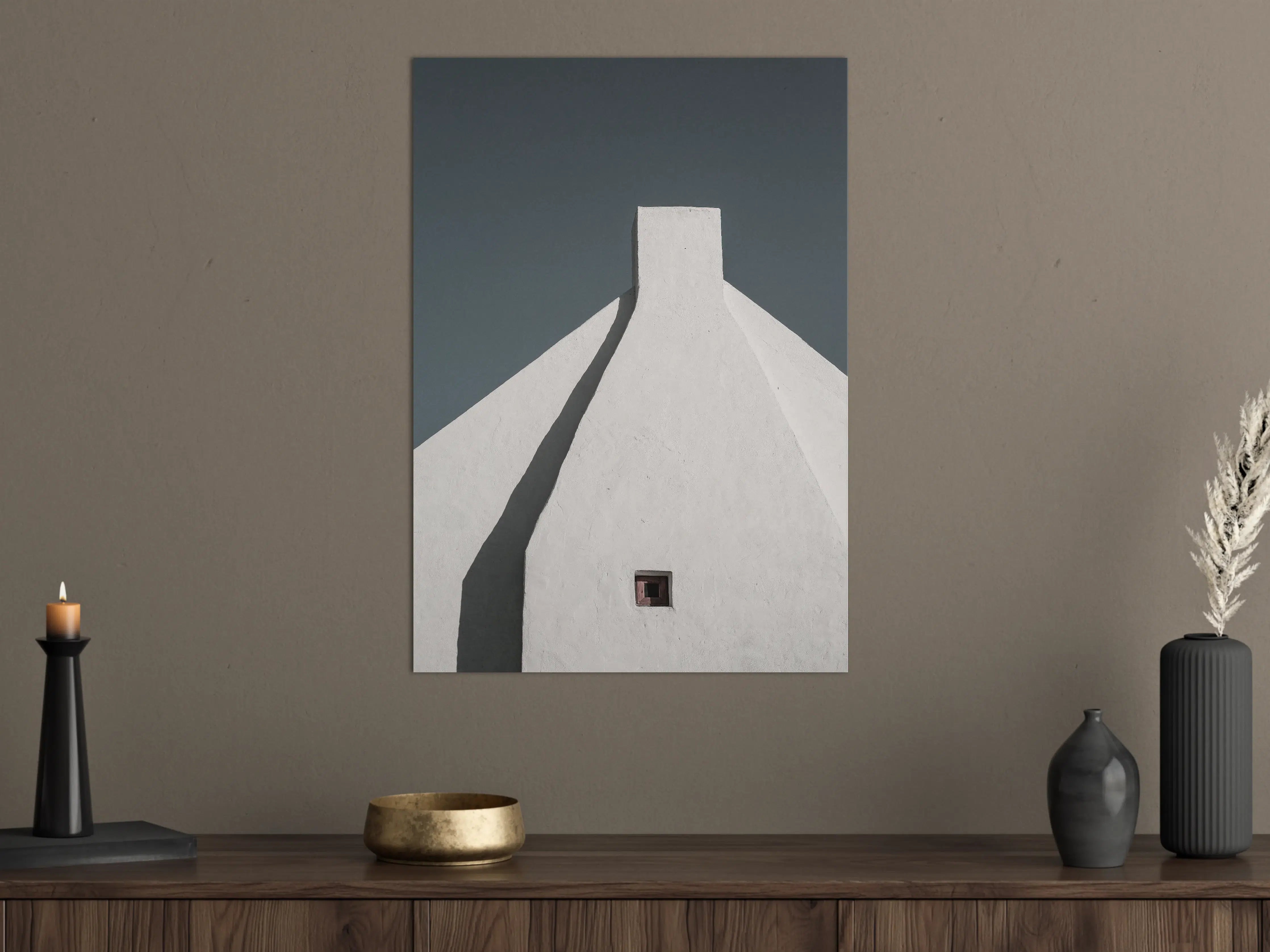 Große Wandbilder - Puristische Architektur in Weiß-Blau