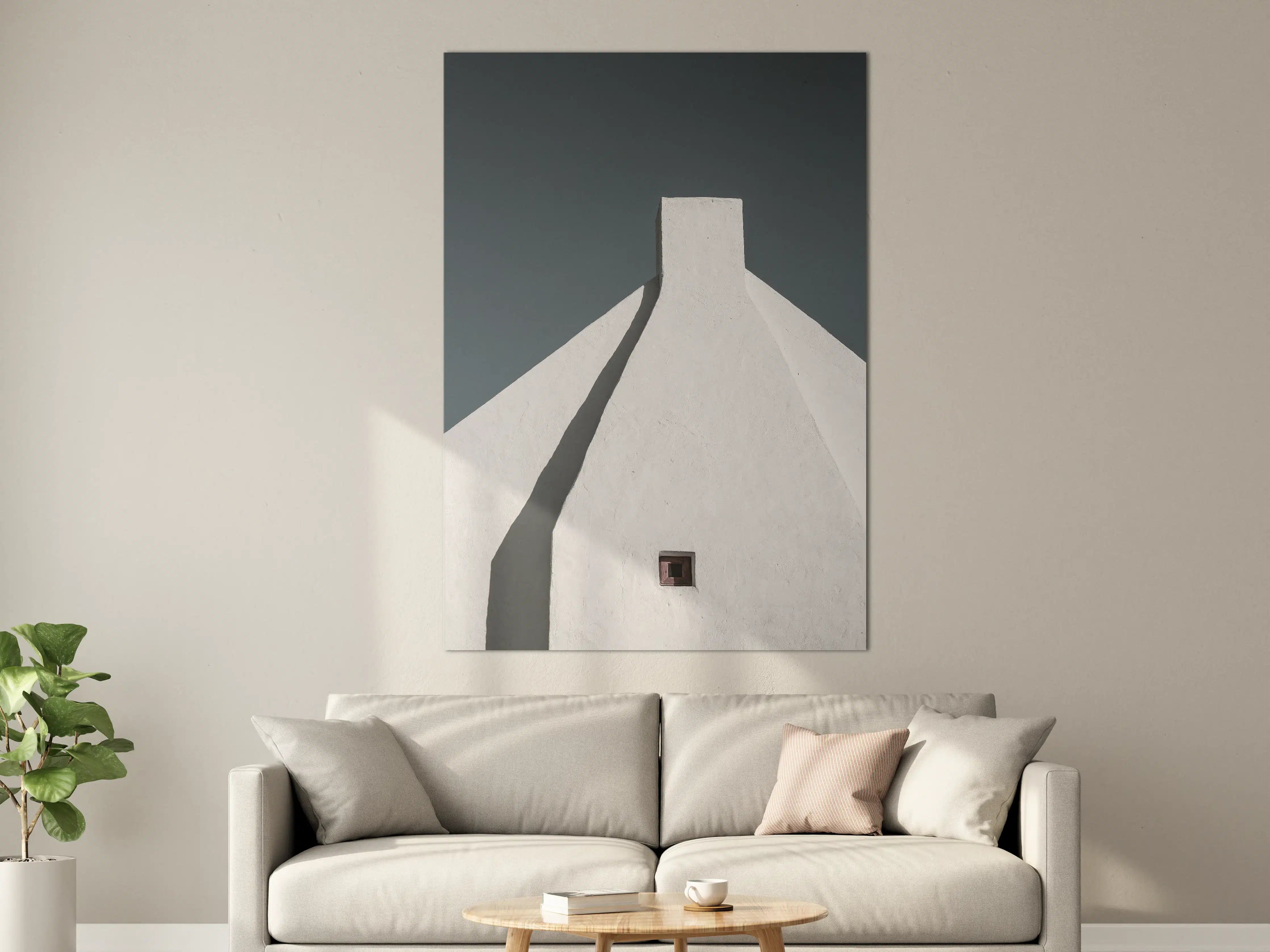 Große Wandbilder - Puristische Architektur in Weiß-Blau