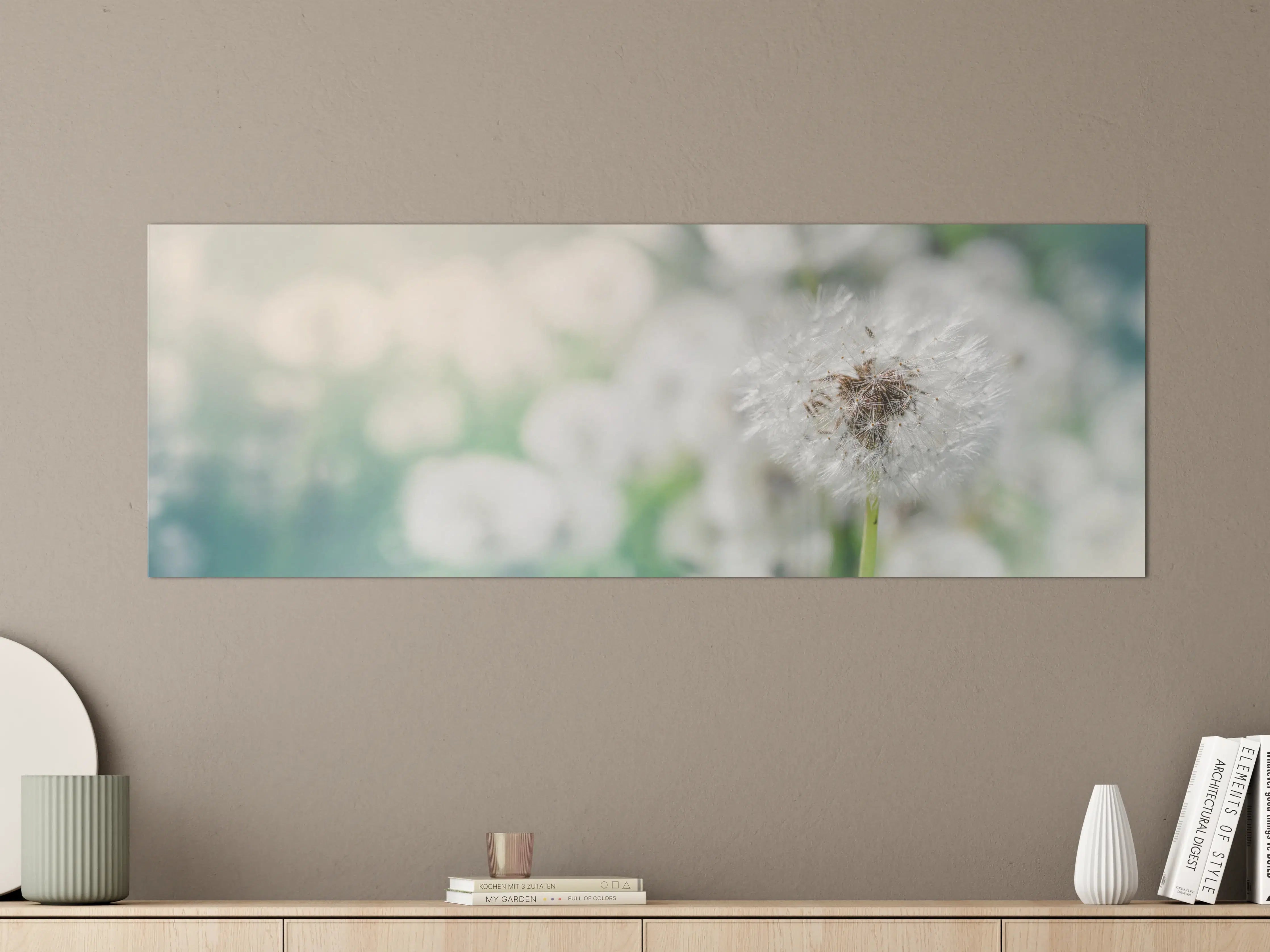 Große Wandbilder - Pusteblume in Türkis-Weiß