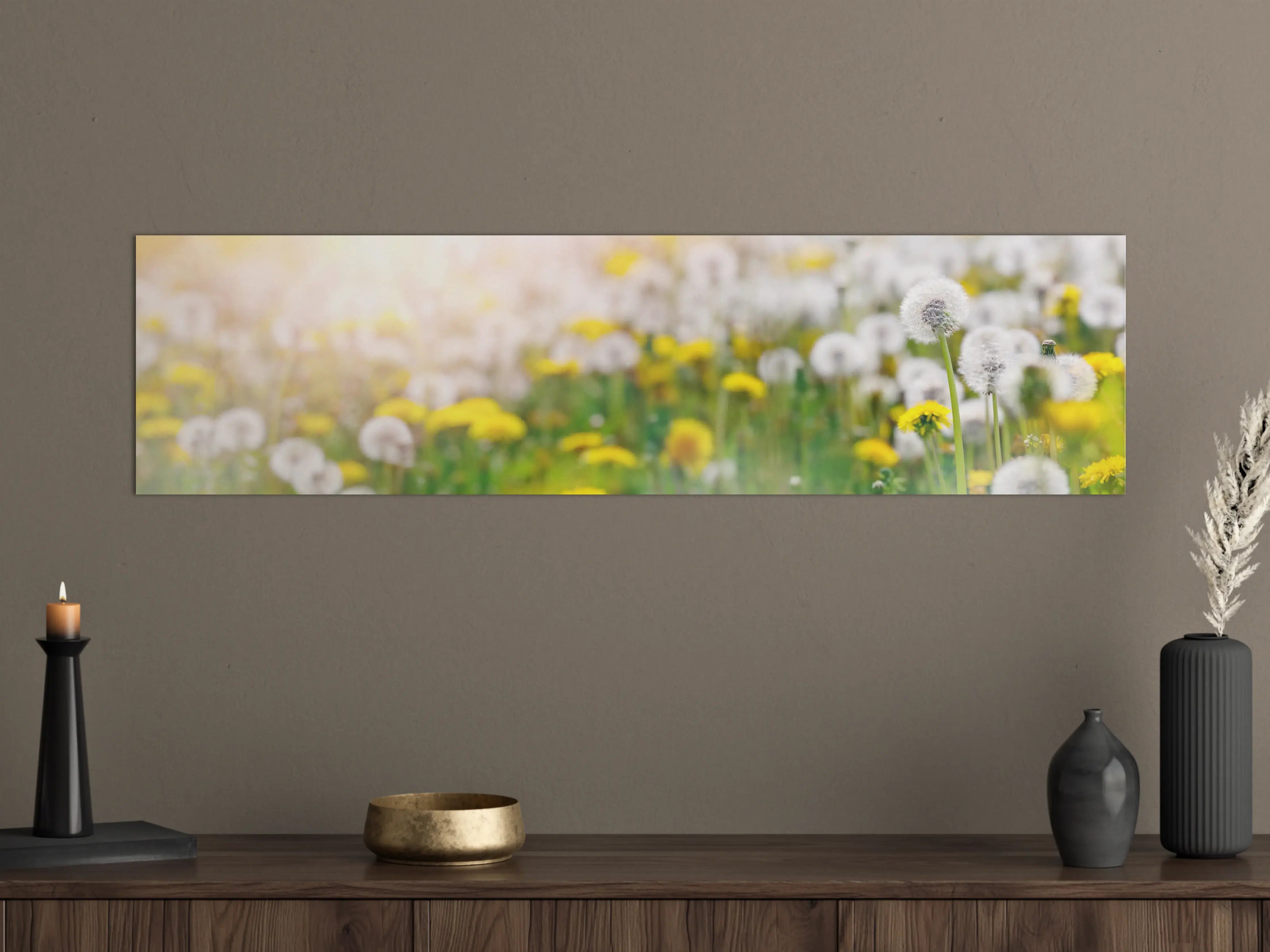 Große Wandbilder - Pusteblumen-Wiese Gelb Weiß