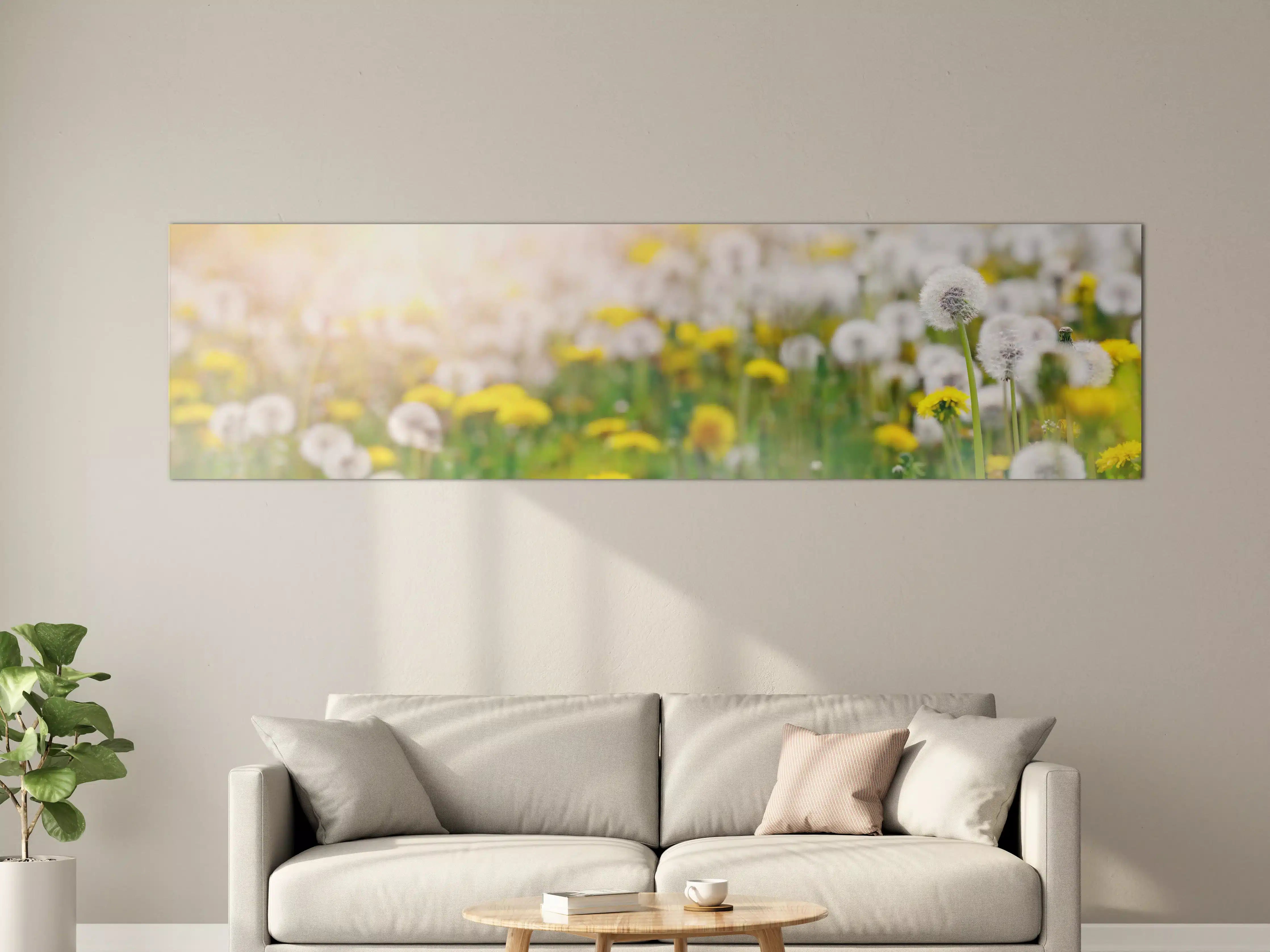 Große Wandbilder - Pusteblumen-Wiese Gelb Weiß