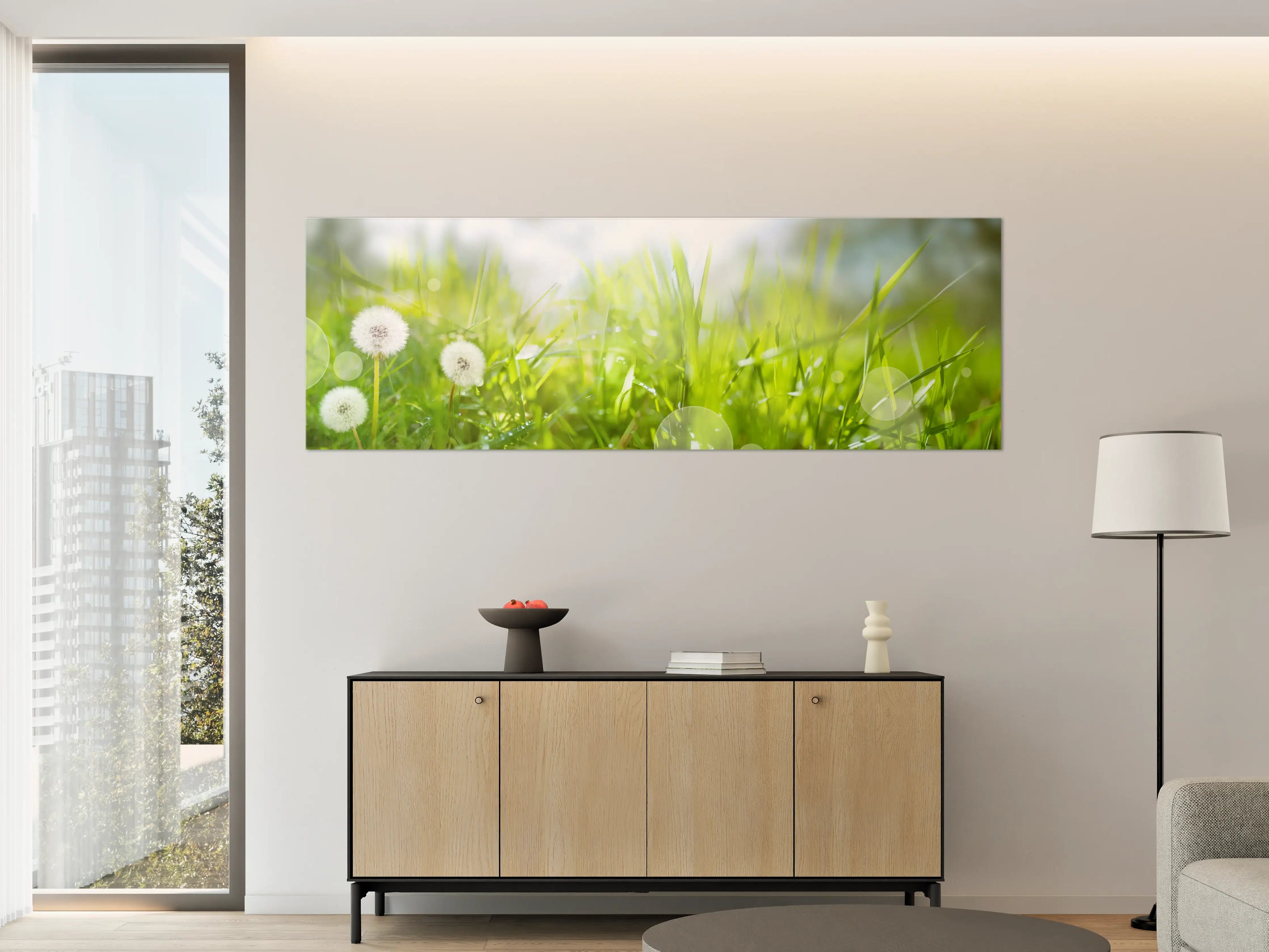 Große Wandbilder - Pusteblumen auf grüner Wiese