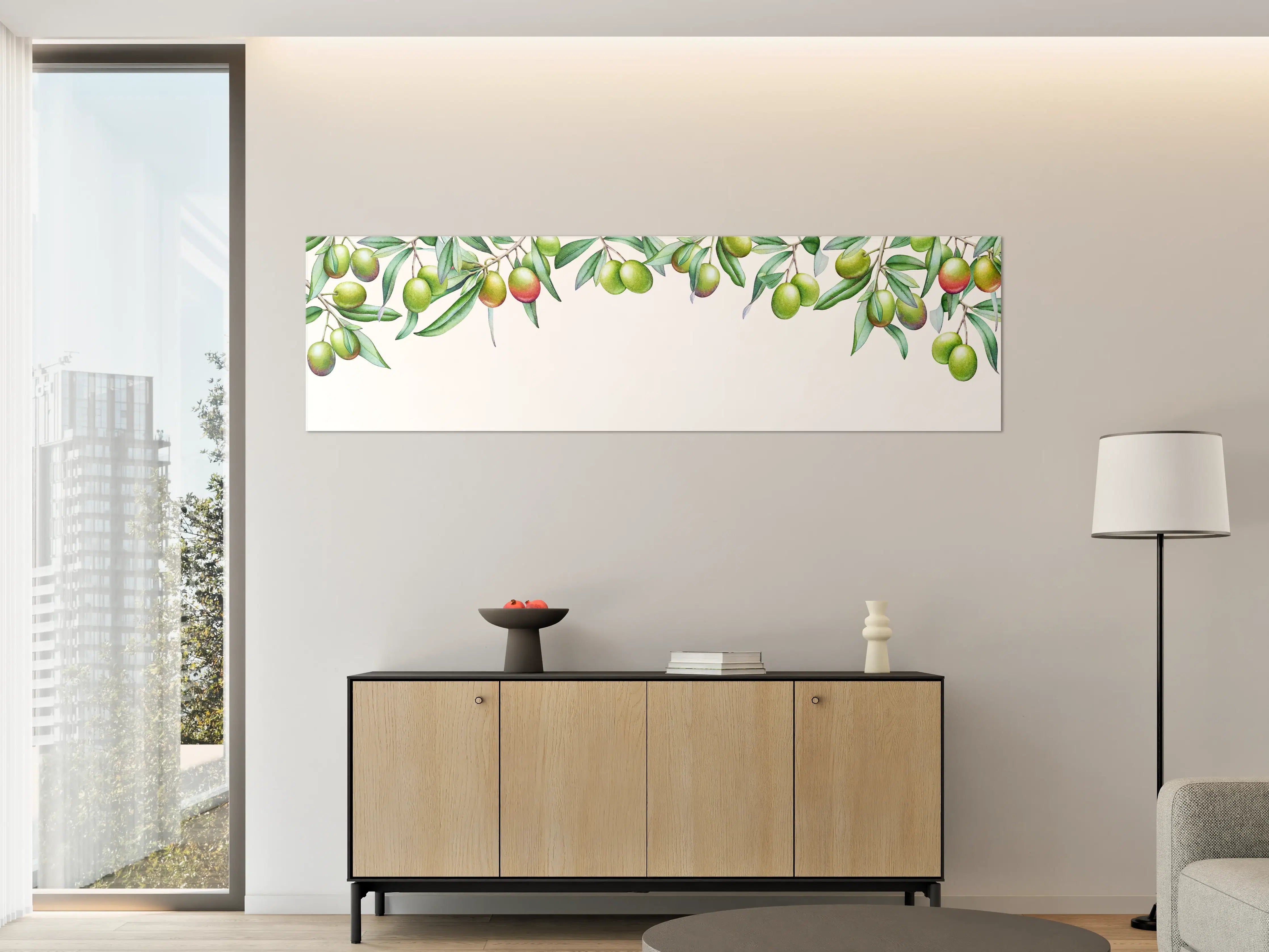 Große Wandbilder - Reife Olive mit grünen und violetten Früchten
