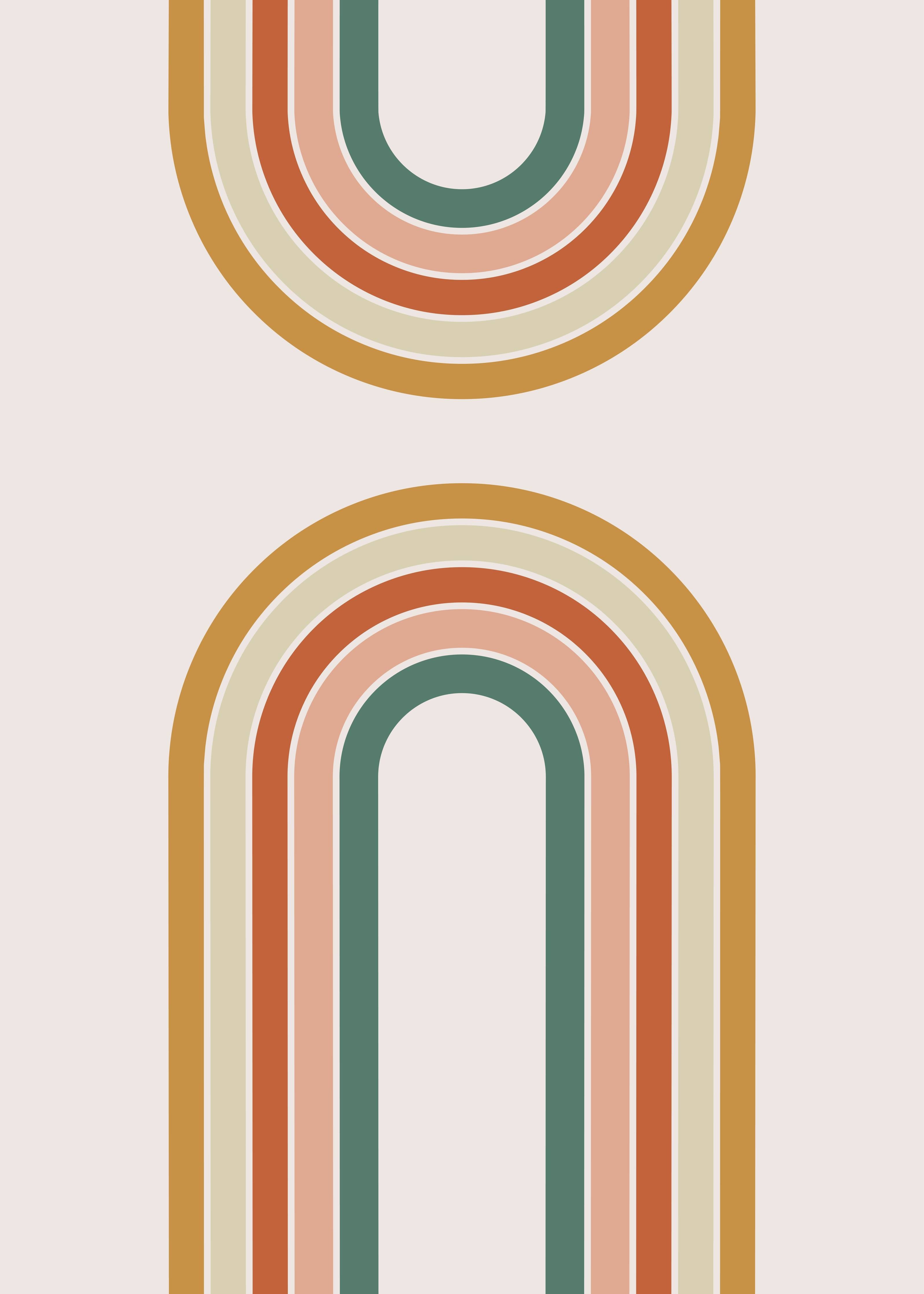 Große Wandbilder-Retro-Design mit geometrischen Regenbogenmustern