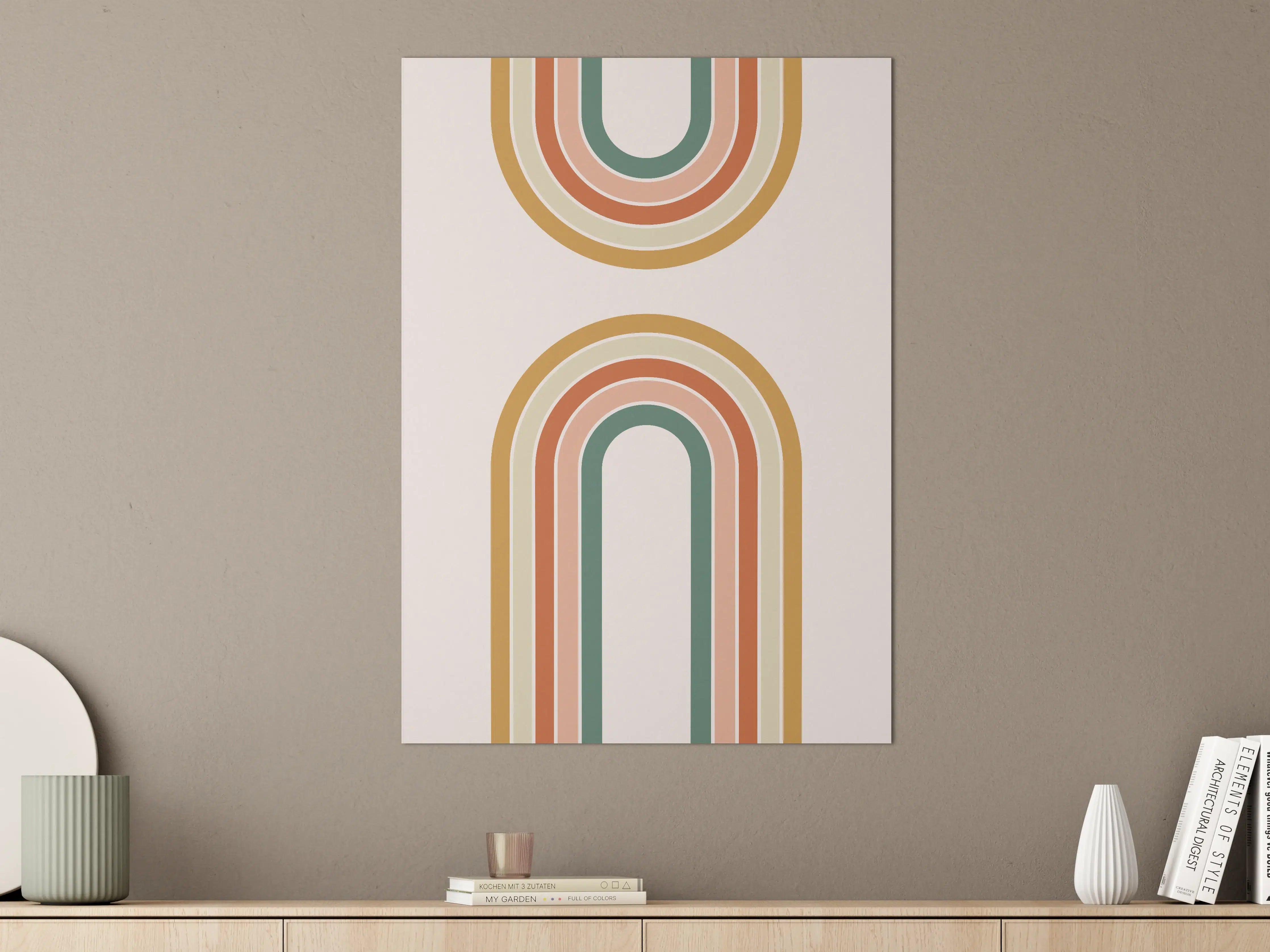 Große Wandbilder - Retro-Design mit geometrischen Regenbogenmustern