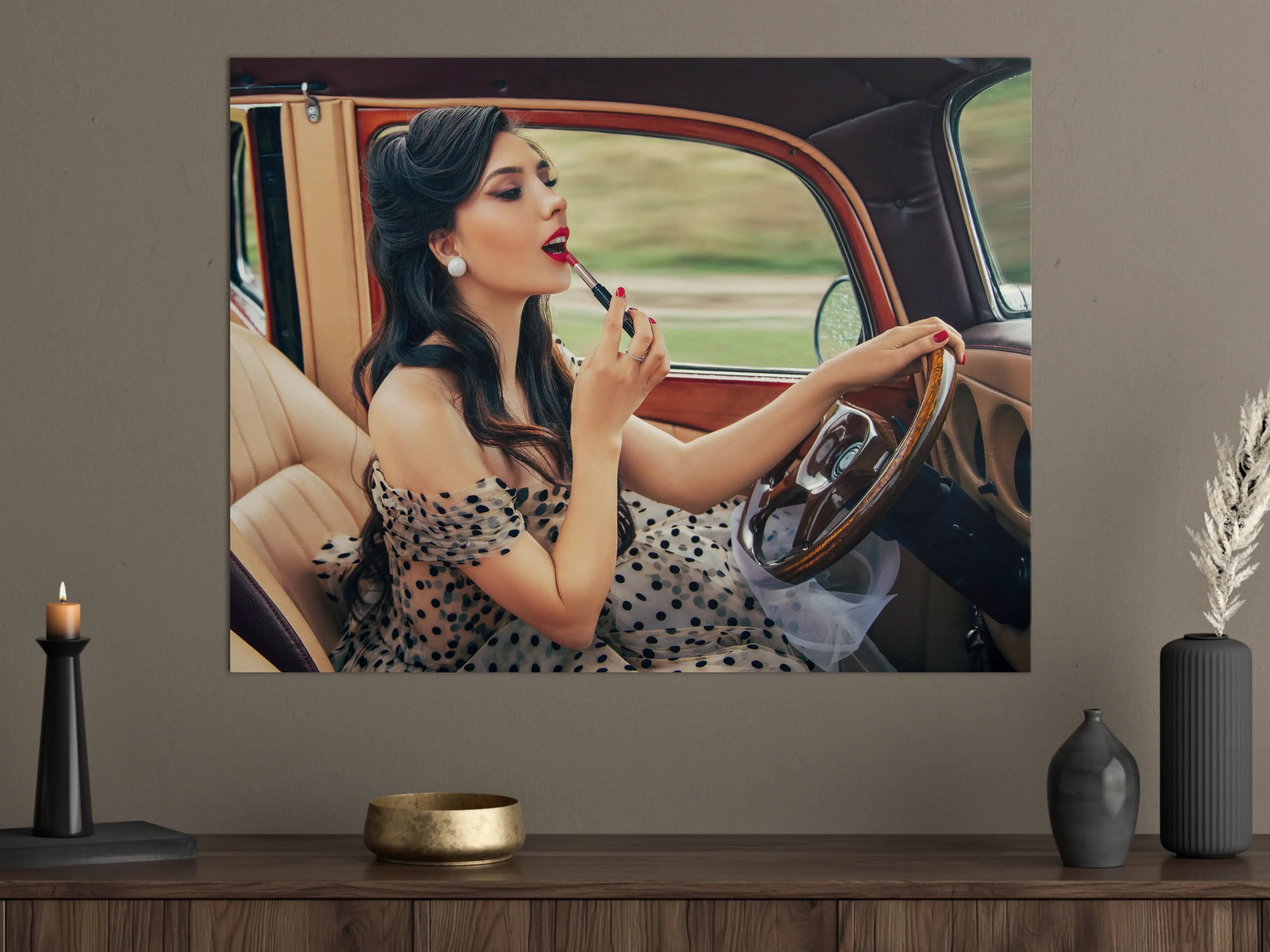 Große Wandbilder - Retro-Pin-Up Auto-Makeup