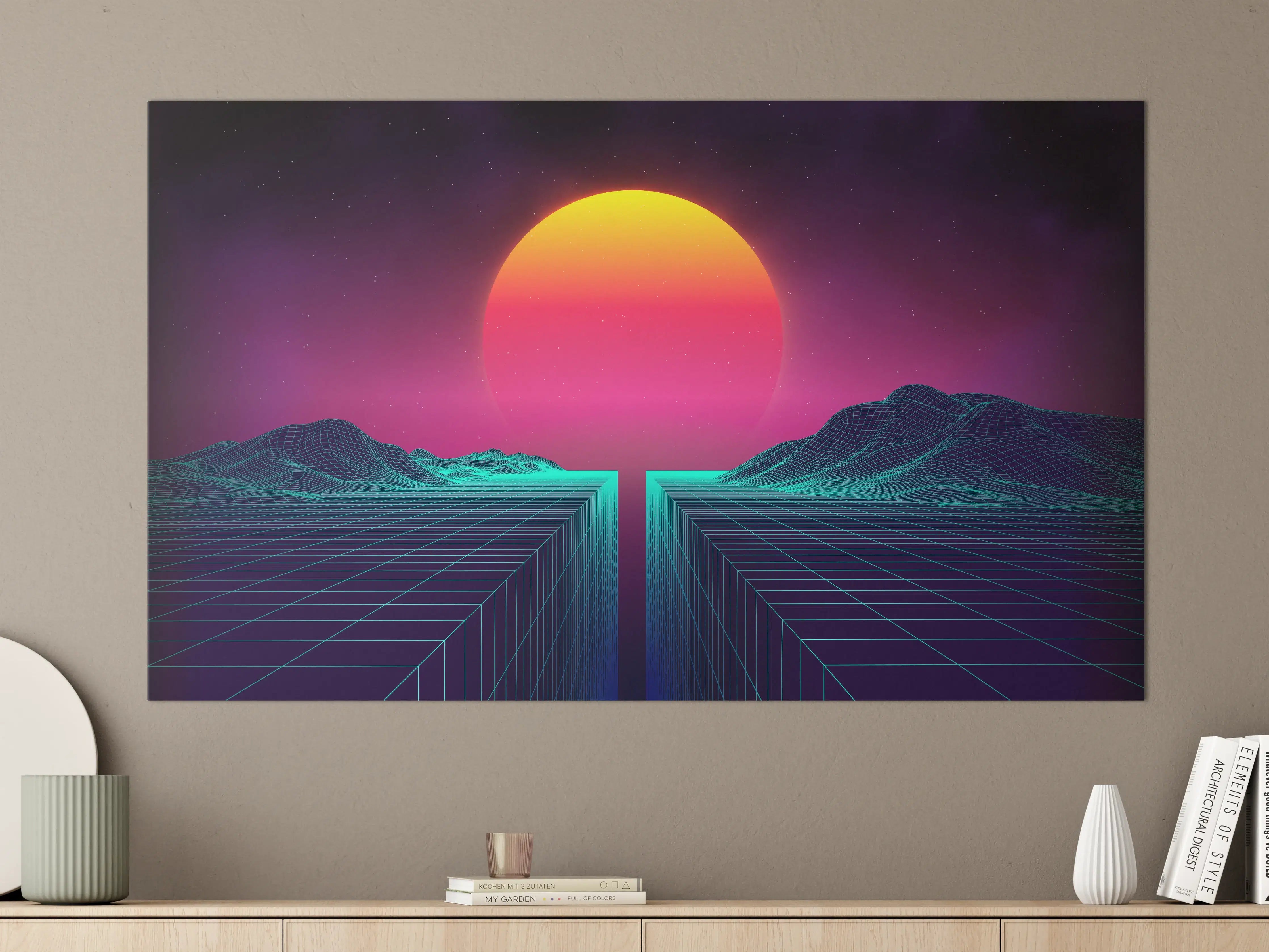 Große Wandbilder - Retro Sci-Fi Cyber-Landschaft