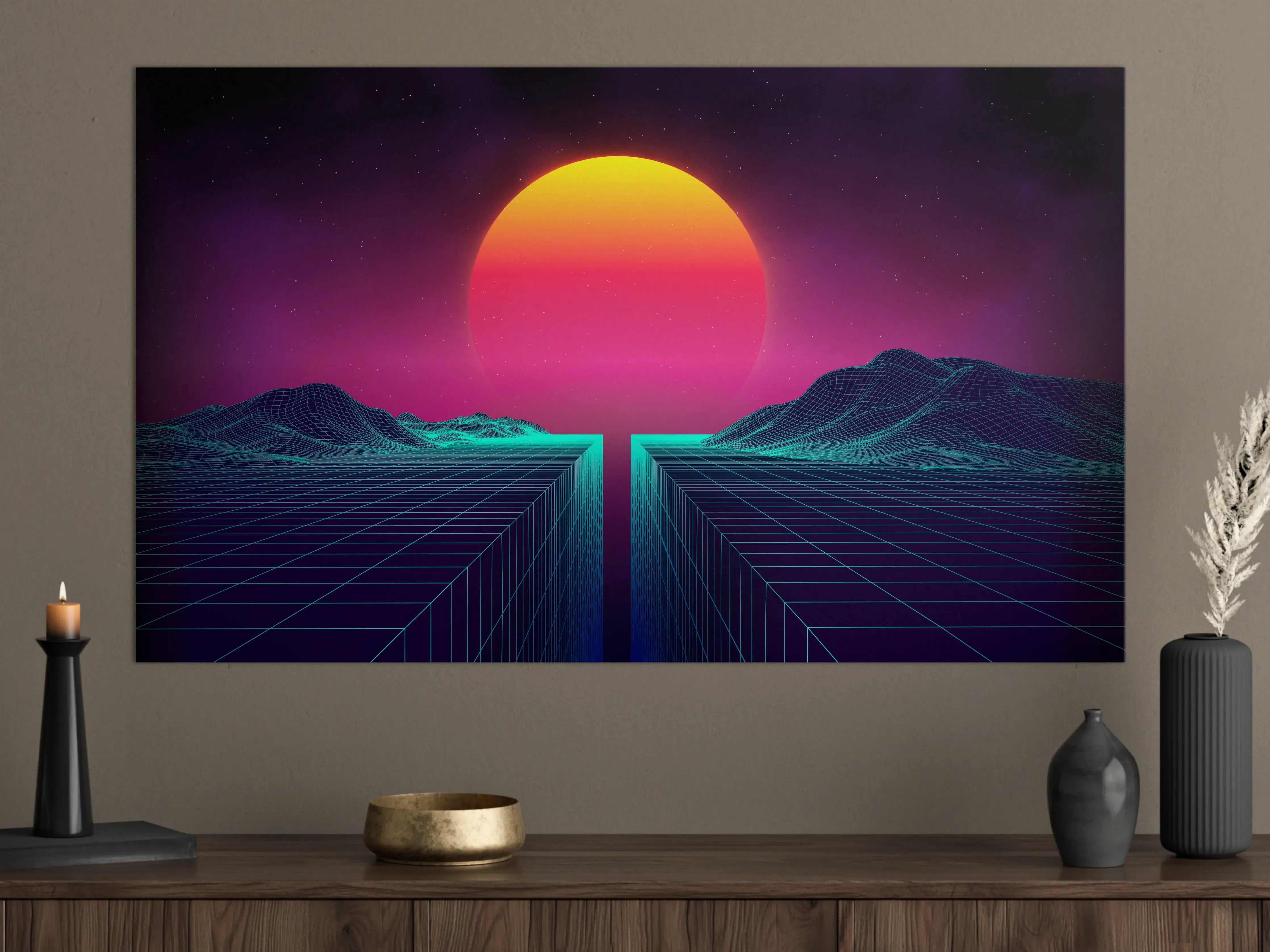 Große Wandbilder - Retro Sci-Fi Cyber-Landschaft
