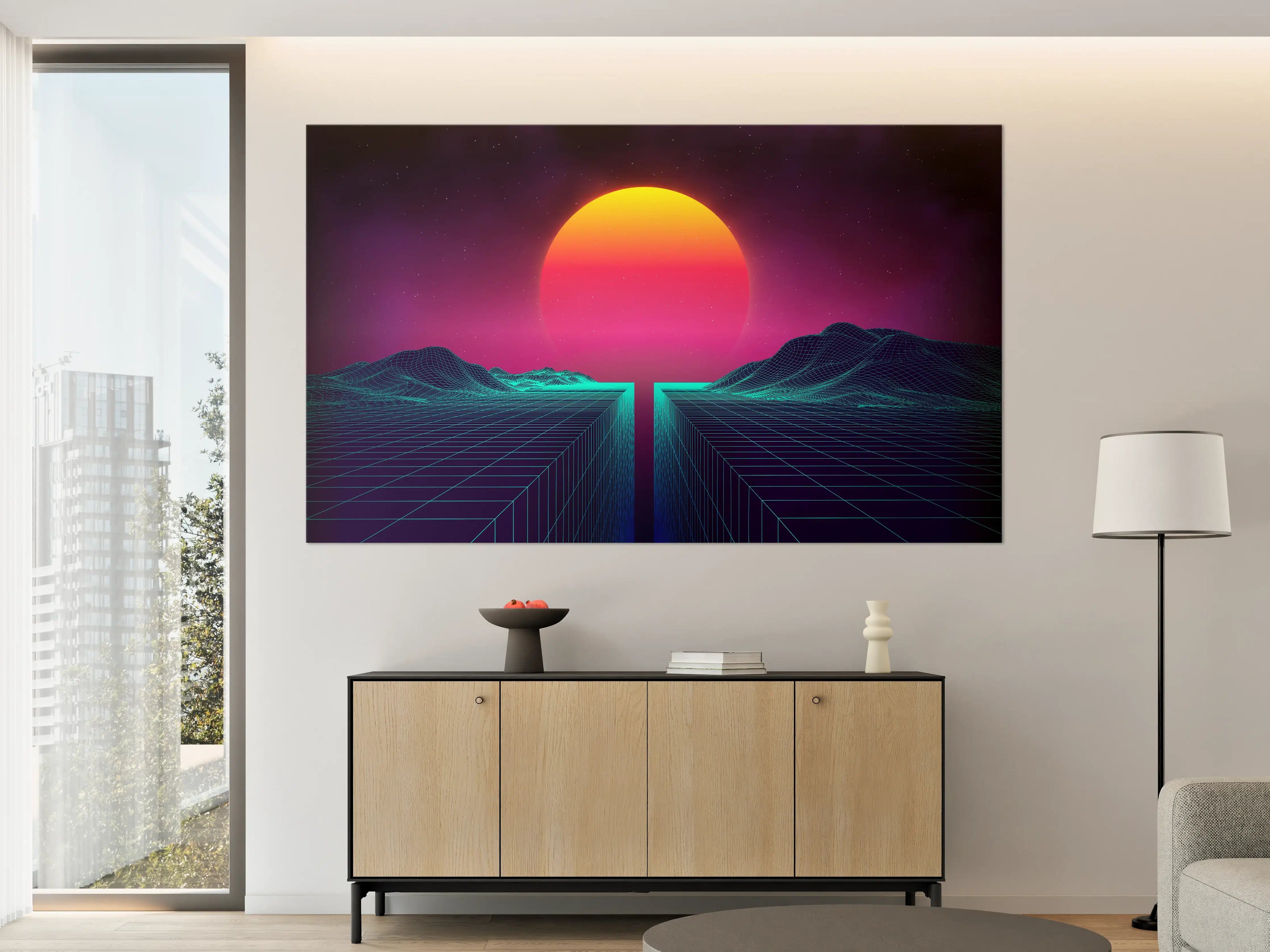 Große Wandbilder - Retro Sci-Fi Cyber-Landschaft