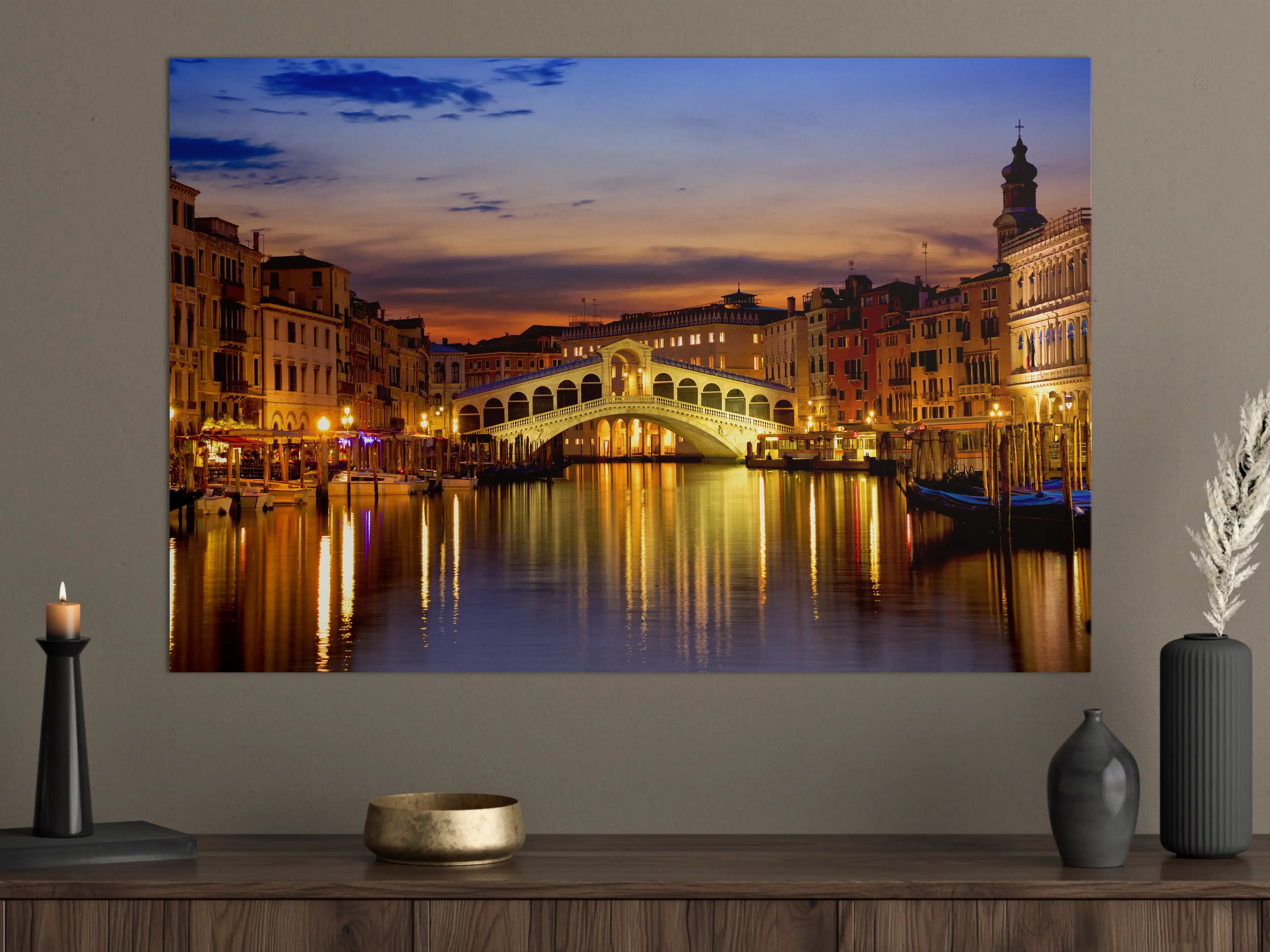 Große Wandbilder - Rialtobrücke in Venedig - Dämmerung
