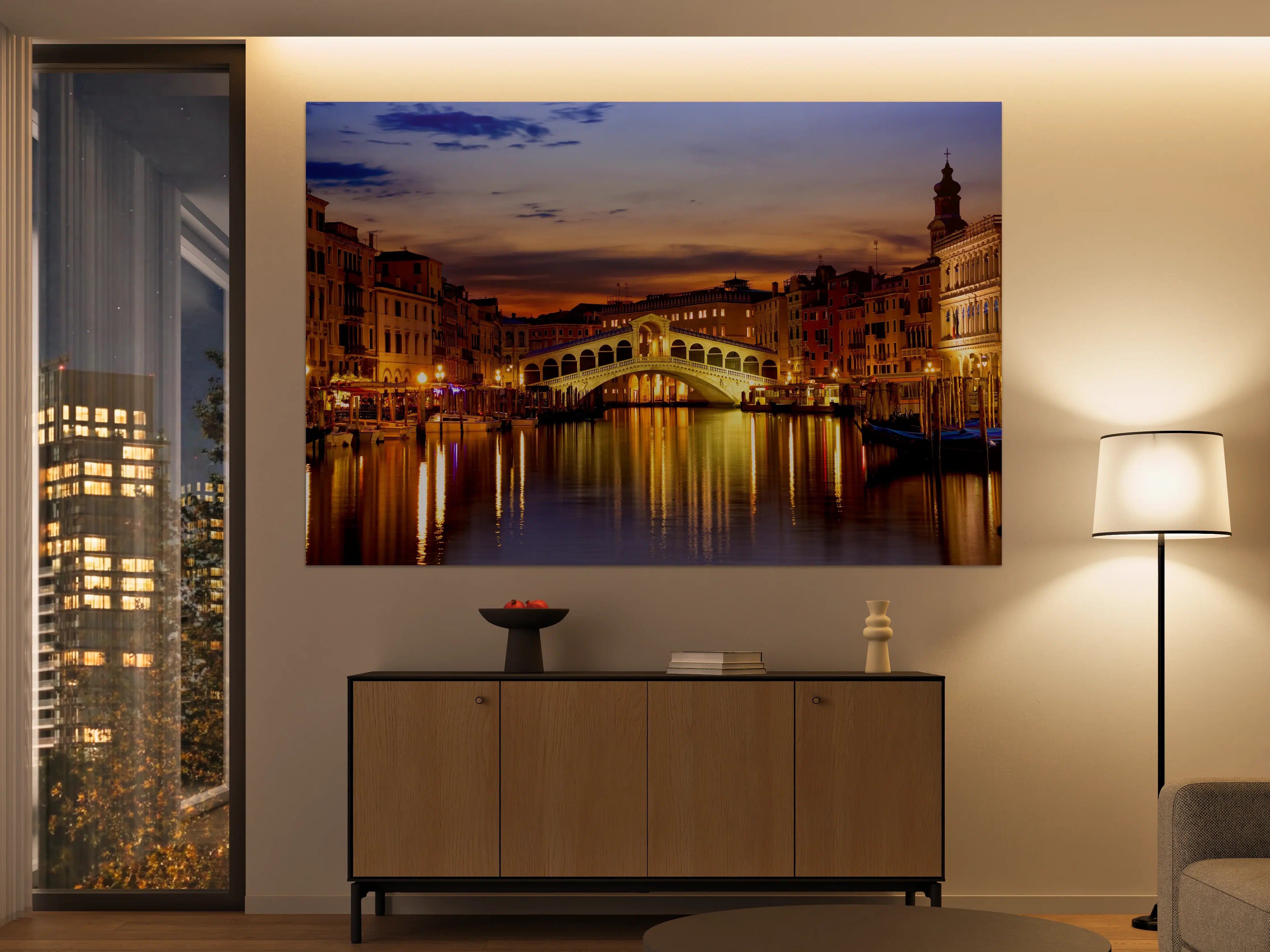 Große Wandbilder - Rialtobrücke in Venedig - Dämmerung