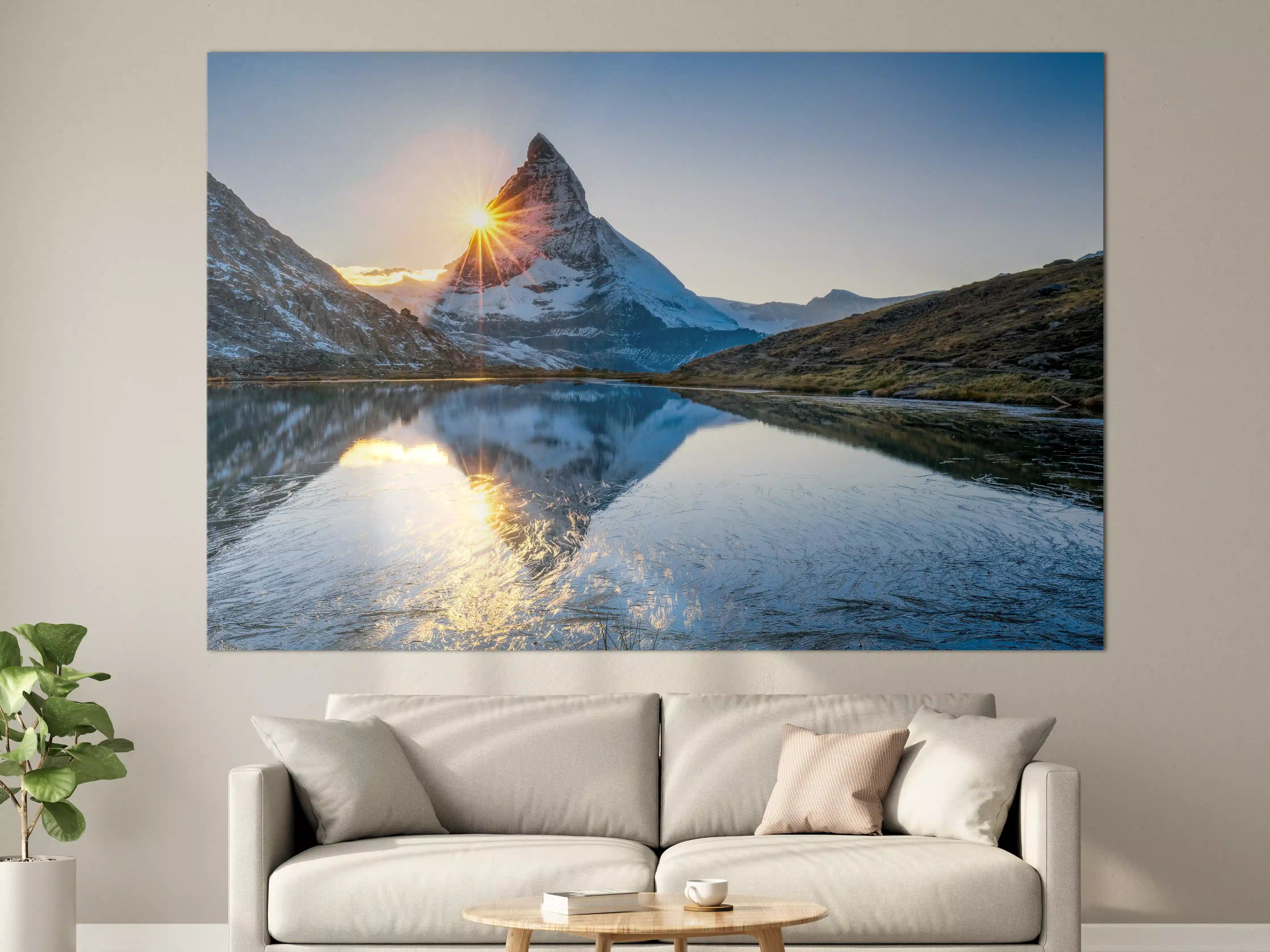 Große Wandbilder - Riffelsee und Matterhorn in den Alpen