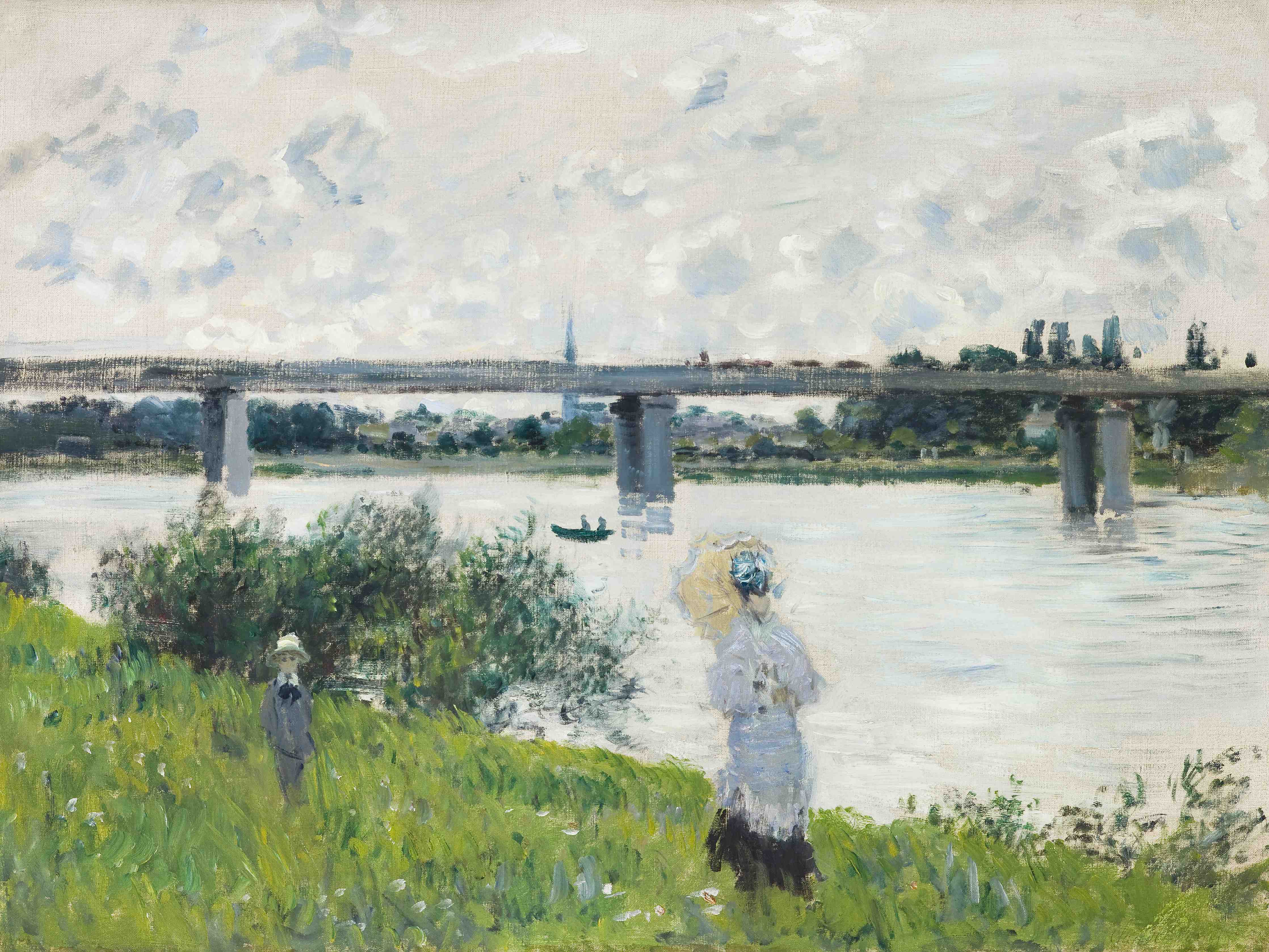 Große Wandbilder-Romantische Flussufer-Szene in impressionistischem Stil