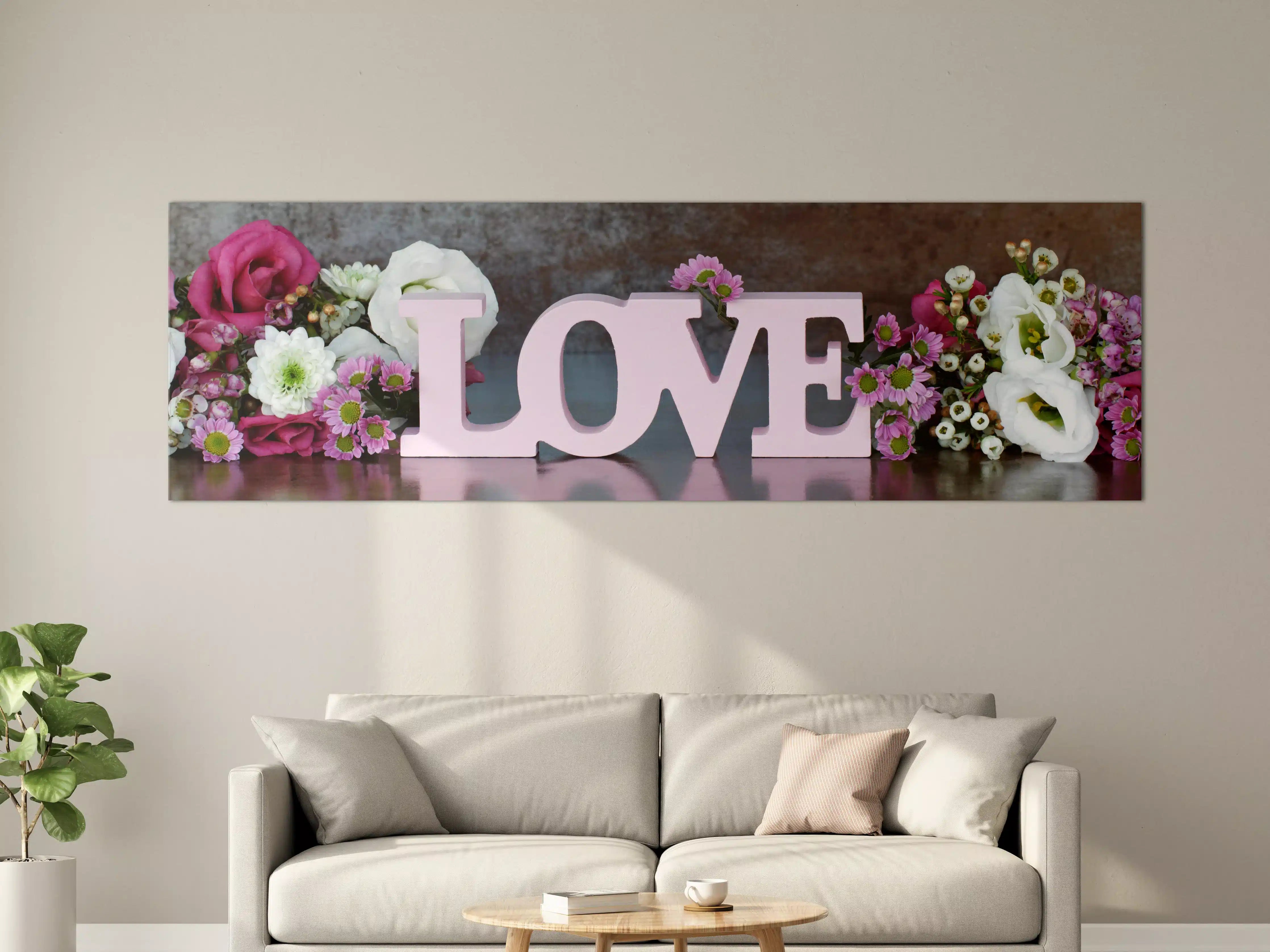 Große Wandbilder - Romantische Love-Dekoration mit Blumen