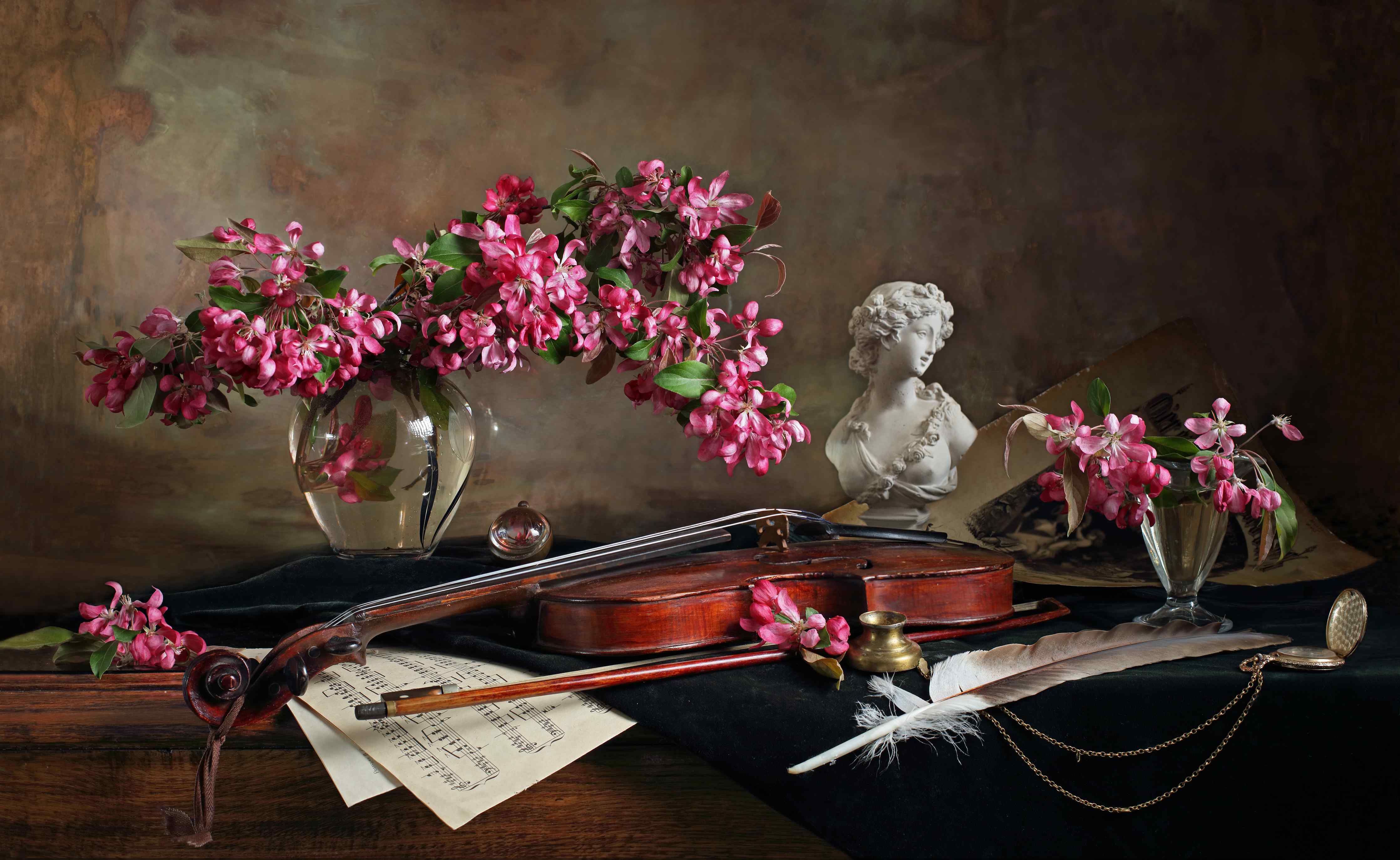Große Wandbilder-Romantische Stilleben mit Musik und Blumen