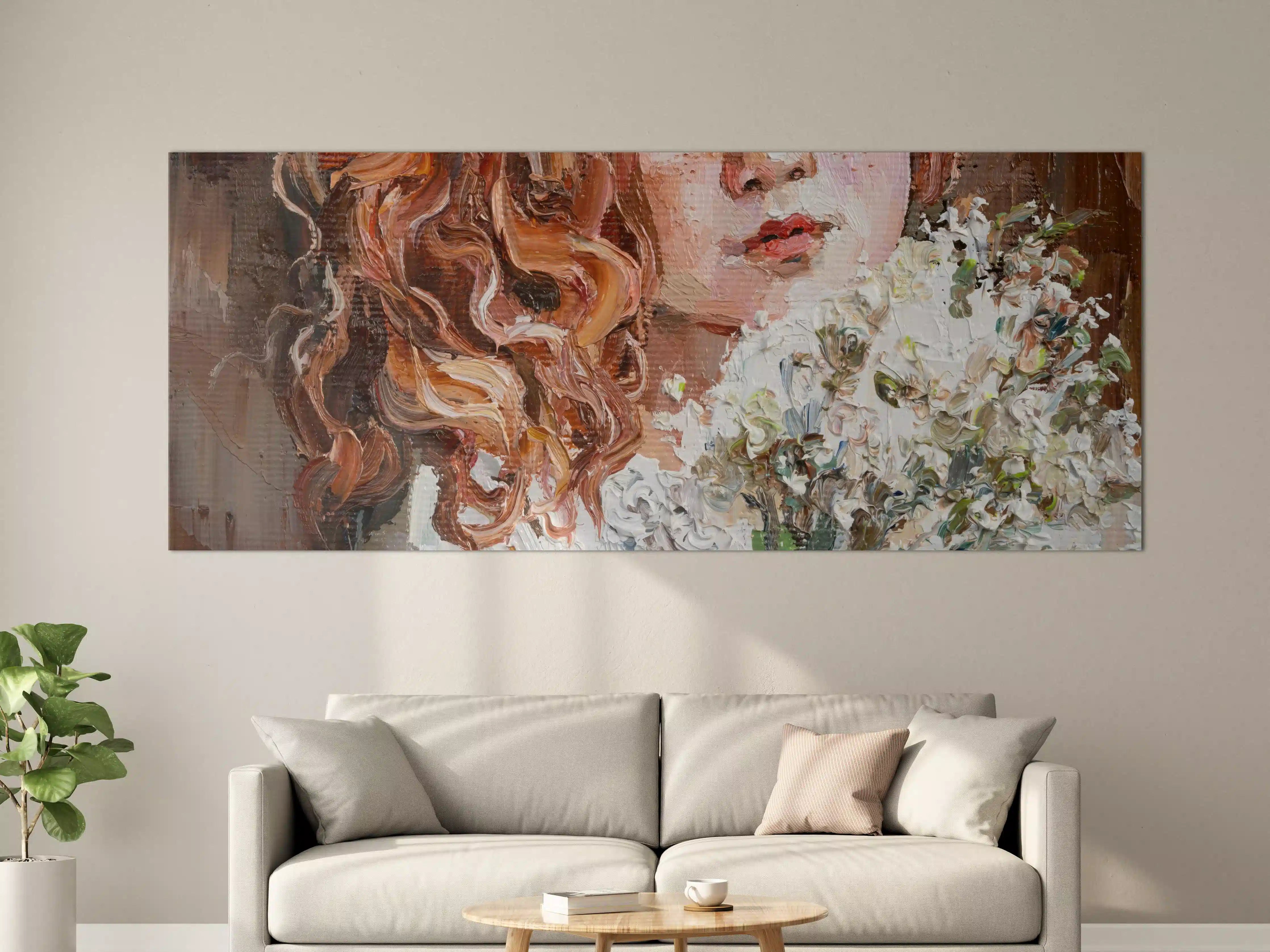 Große Wandbilder - Romantisches Portrait mit Blumenbouquet
