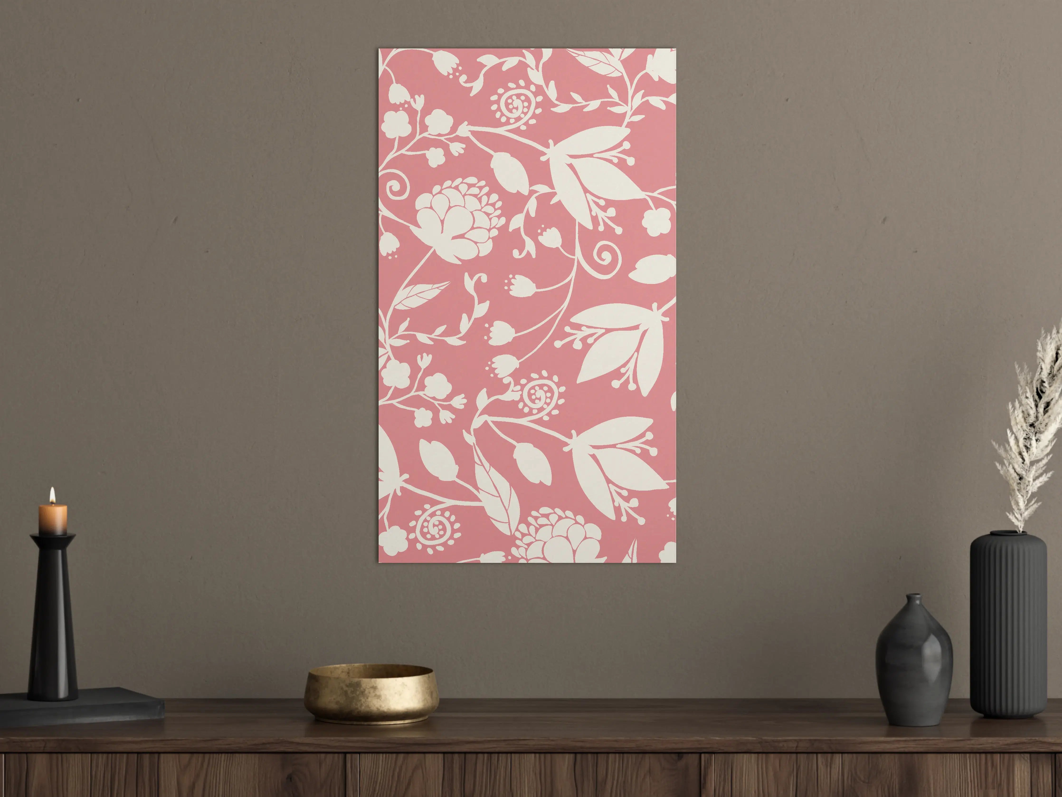 Große Wandbilder - Rosa Blütenmuster Wanddesign