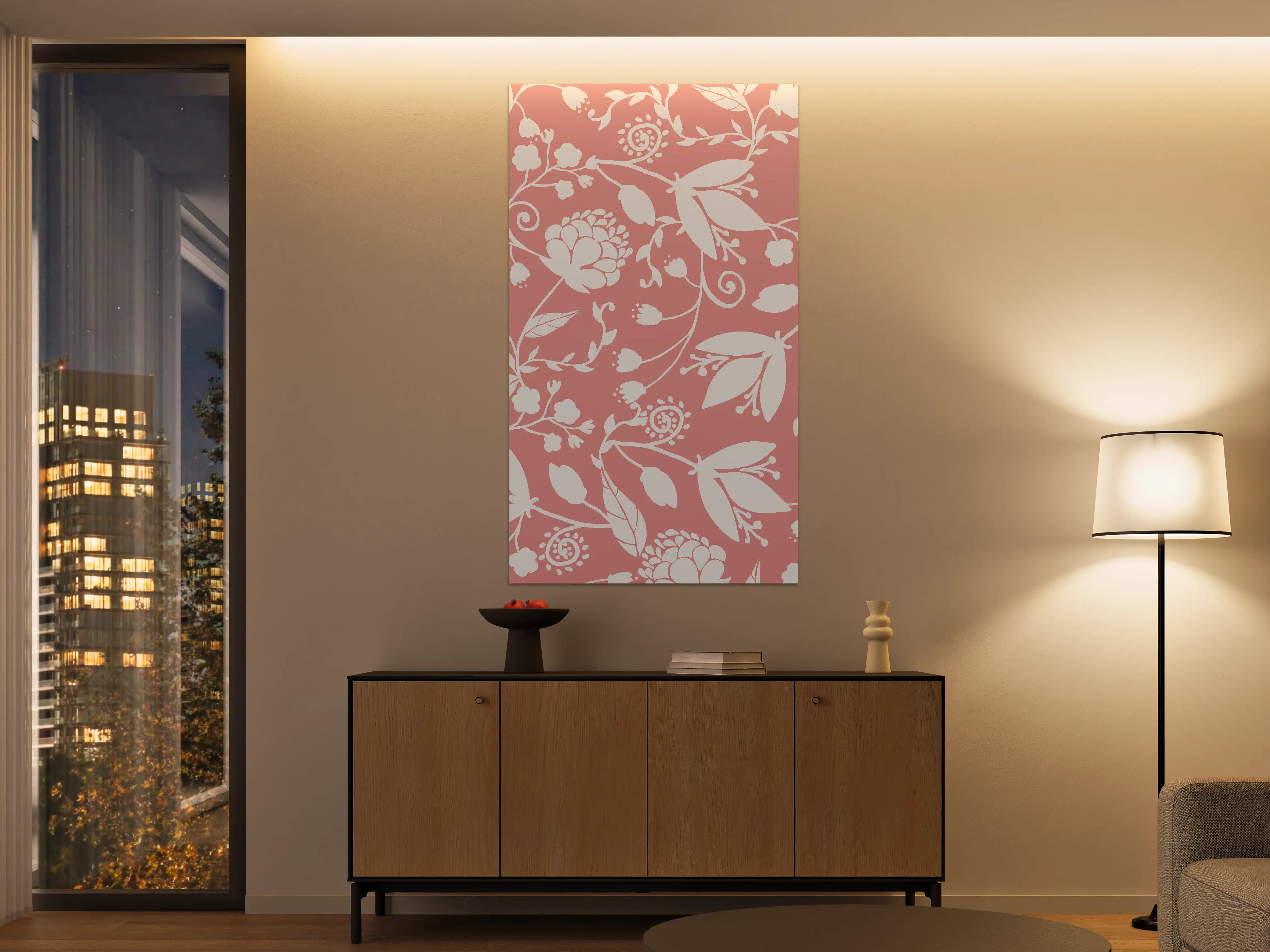 Große Wandbilder - Rosa Blütenmuster Wanddesign
