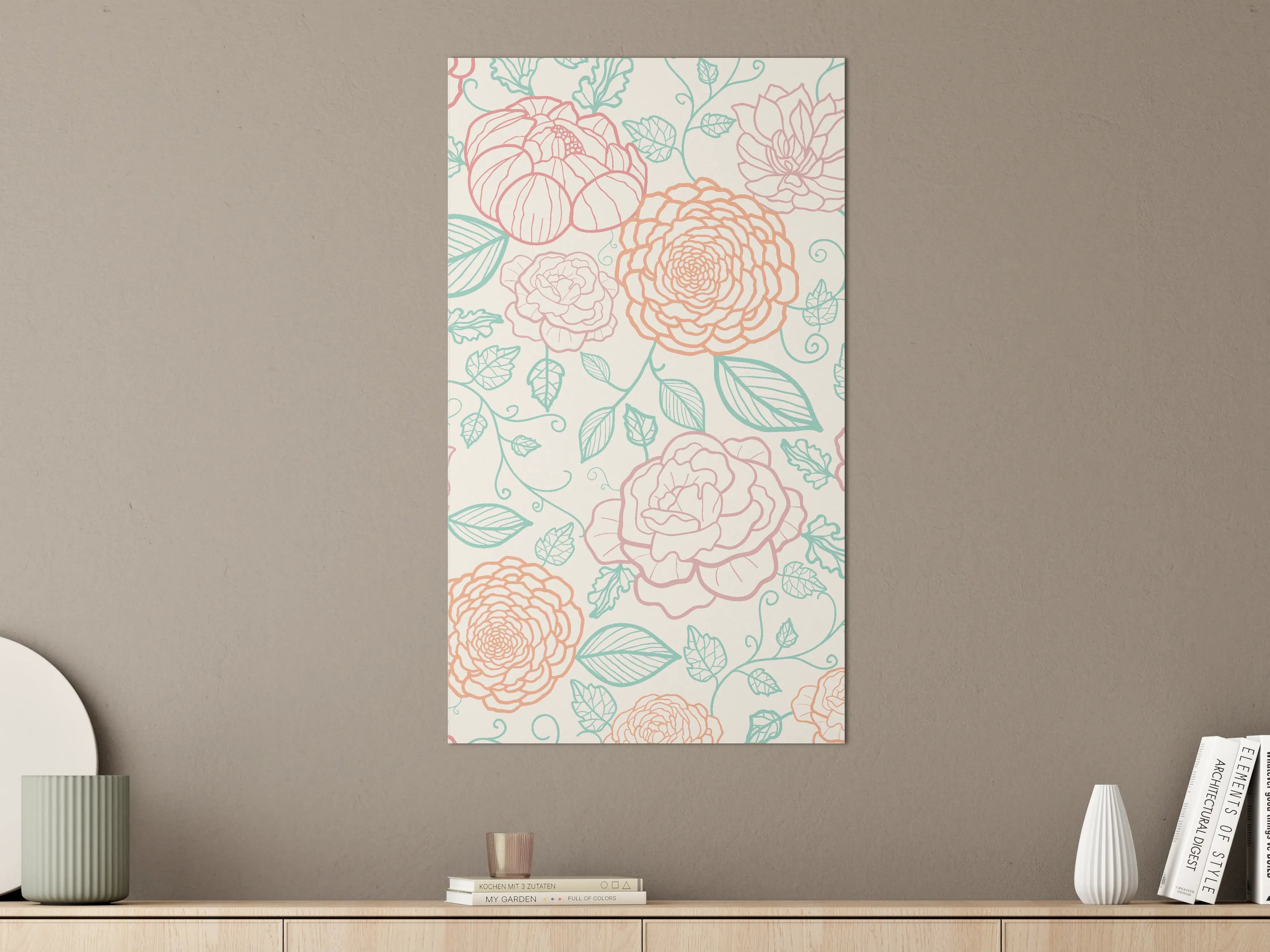 Große Wandbilder - Rosa Blumenmuster Illustration
