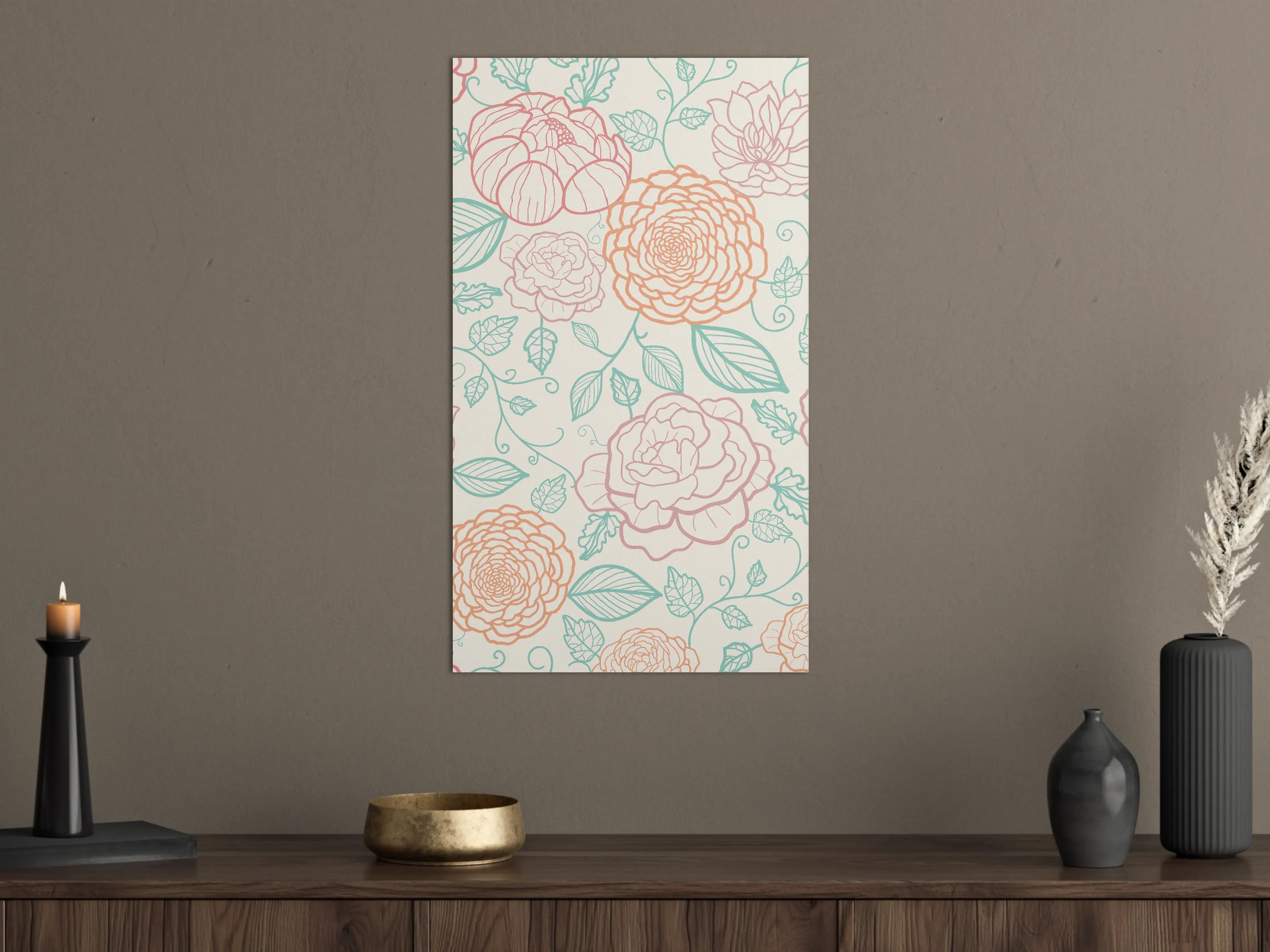Große Wandbilder - Rosa Blumenmuster Illustration