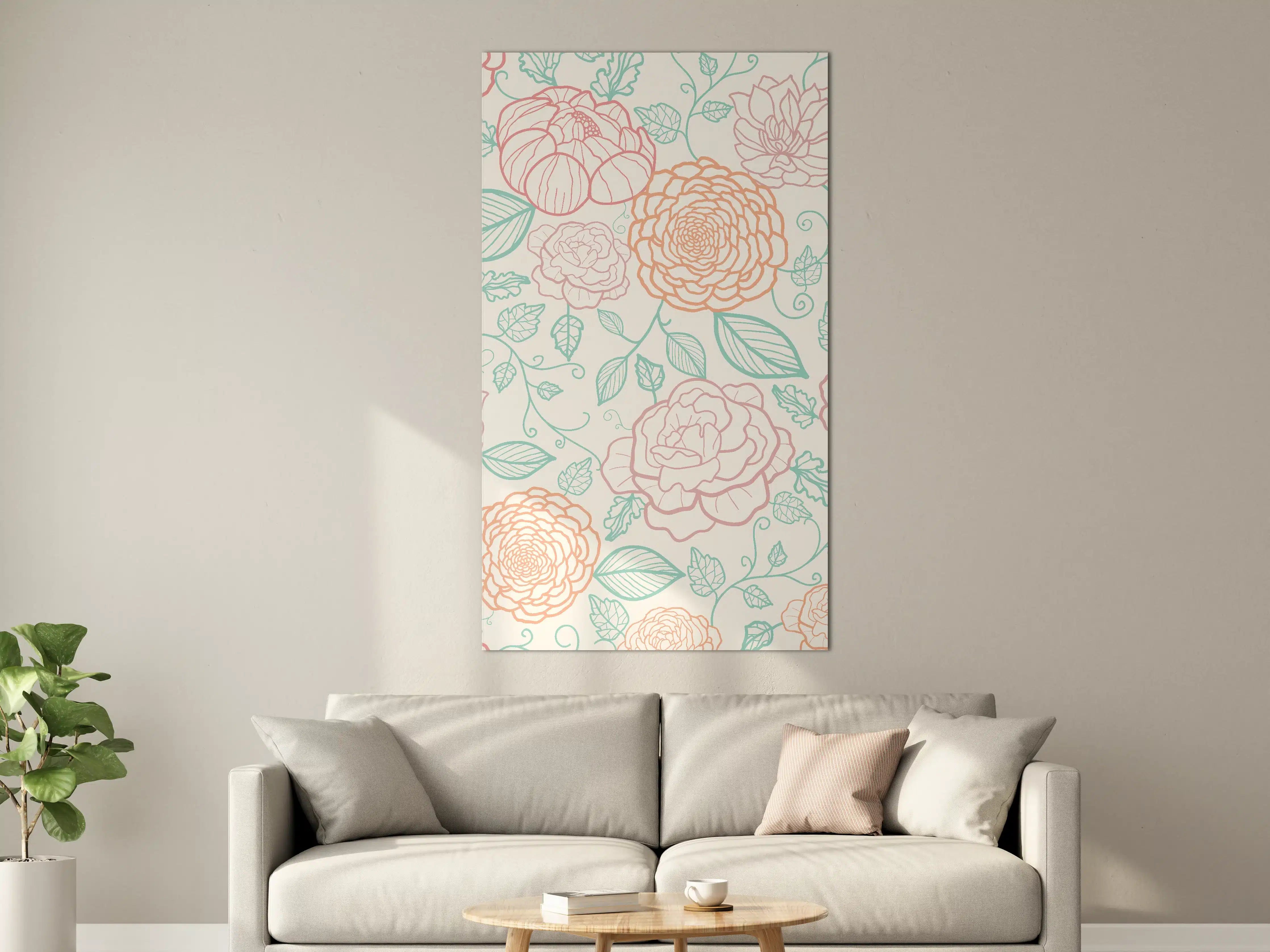 Große Wandbilder - Rosa Blumenmuster Illustration