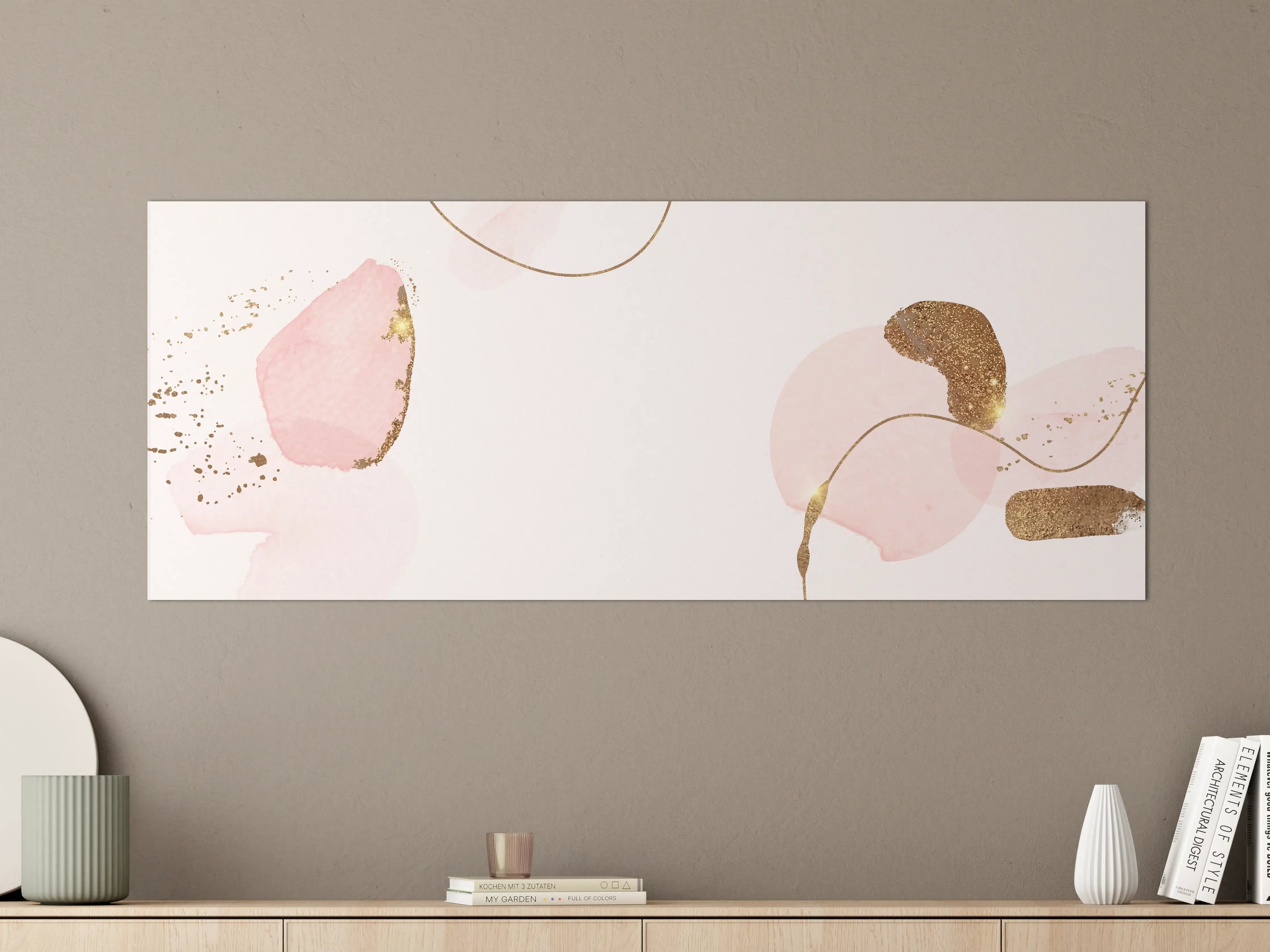 Große Wandbilder - Rosa Gold Akzent Aquarell