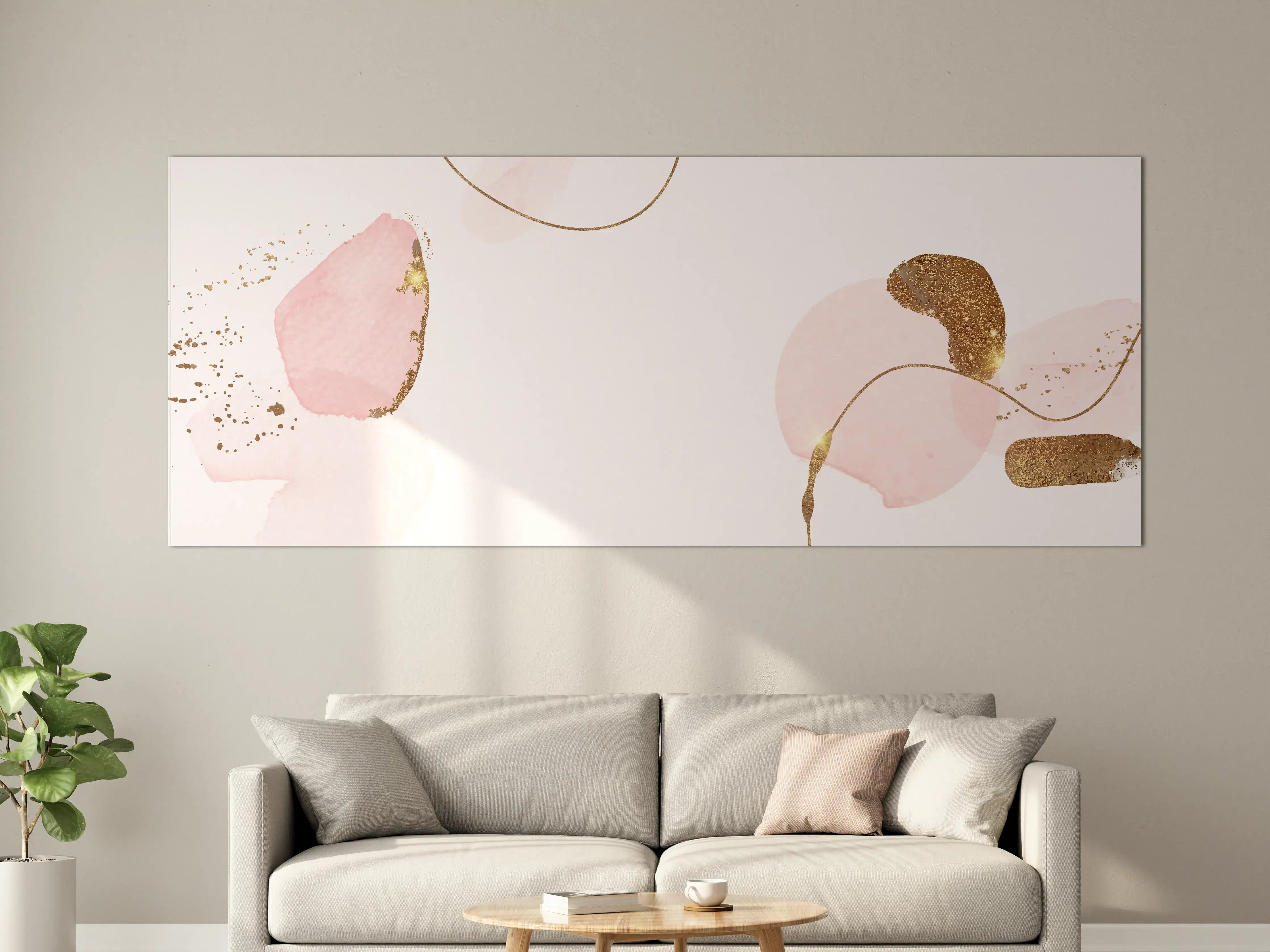 Große Wandbilder - Rosa Gold Akzent Aquarell