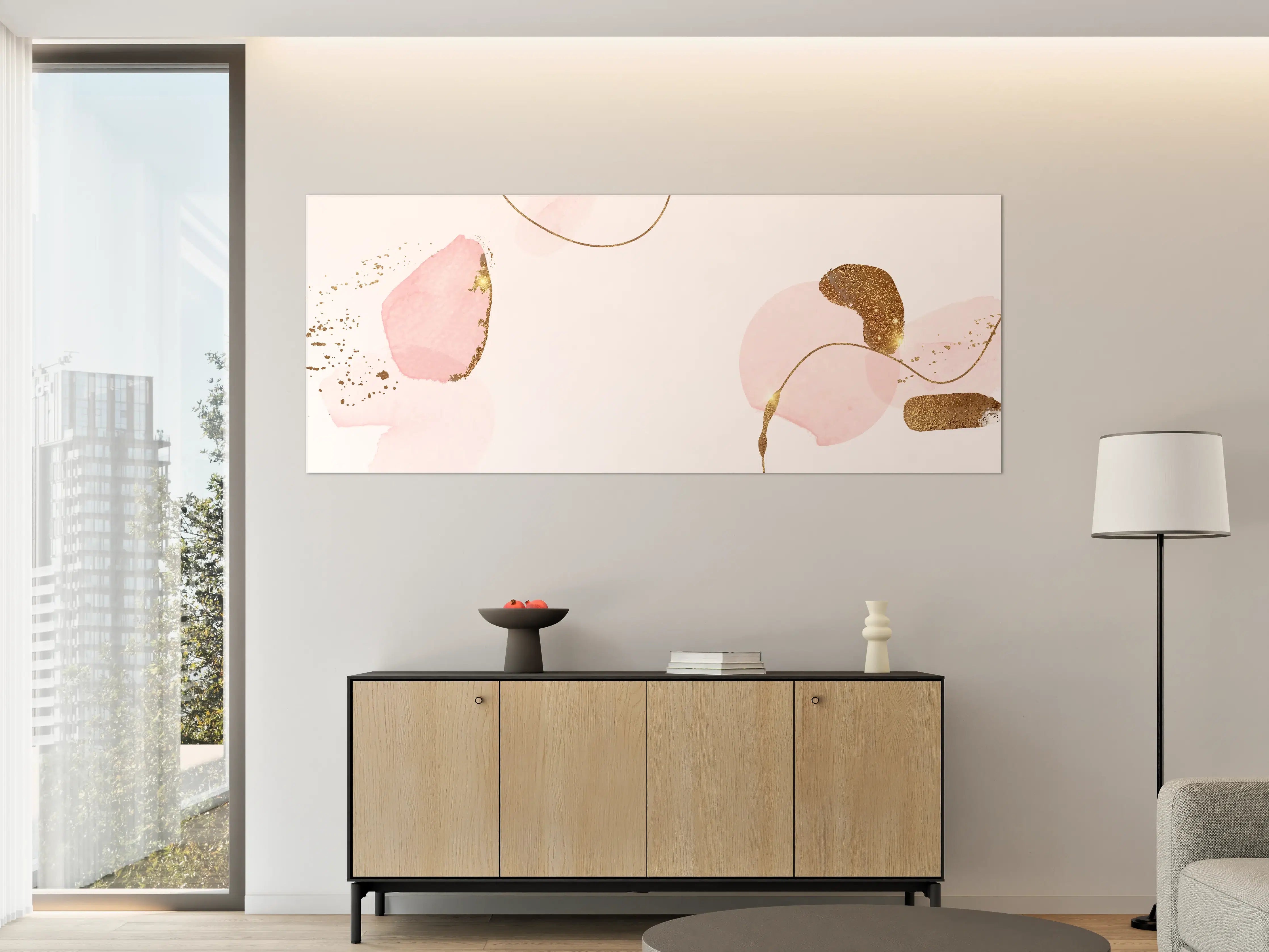 Große Wandbilder - Rosa Gold Akzent Aquarell