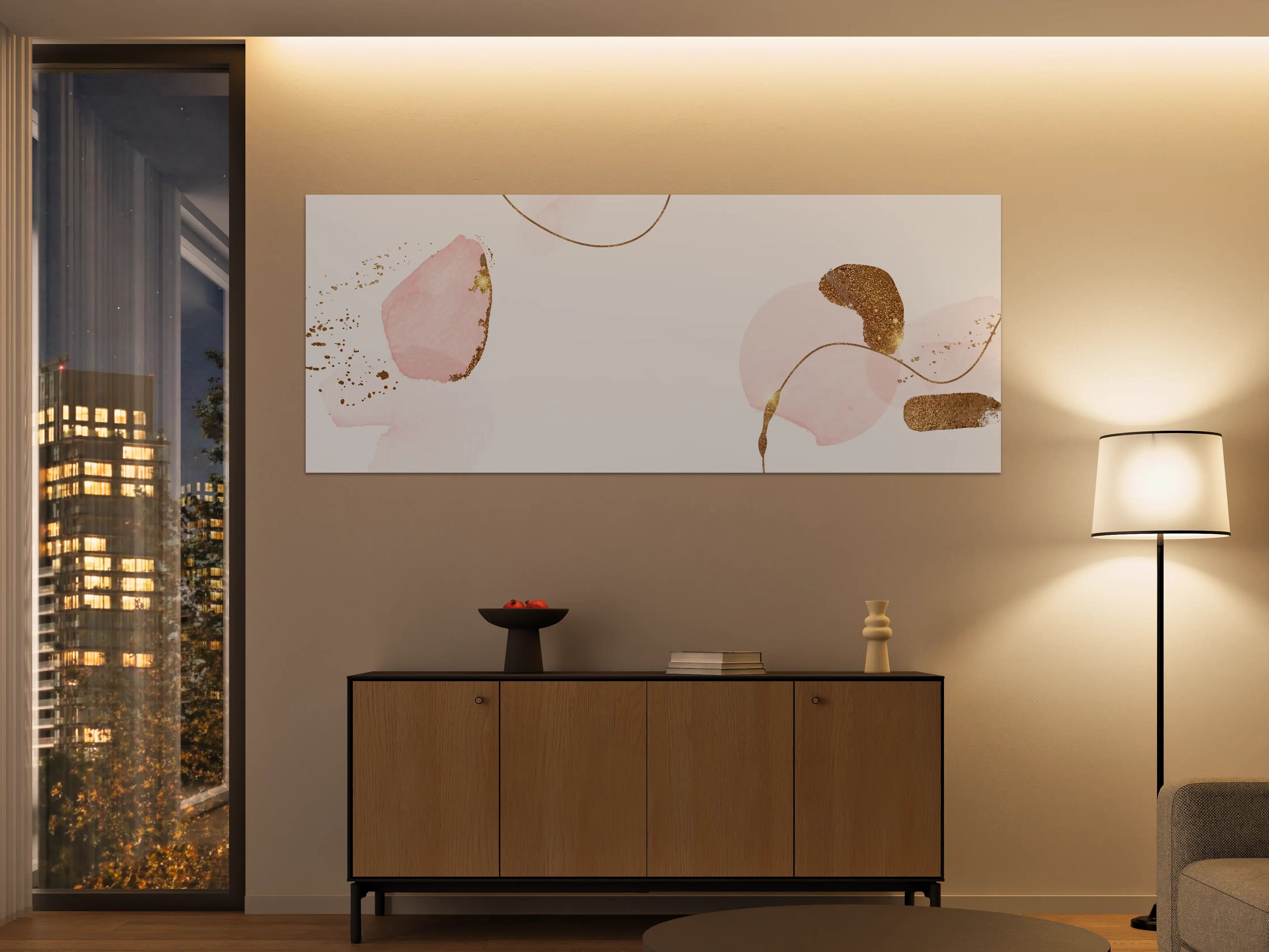 Große Wandbilder - Rosa Gold Akzent Aquarell