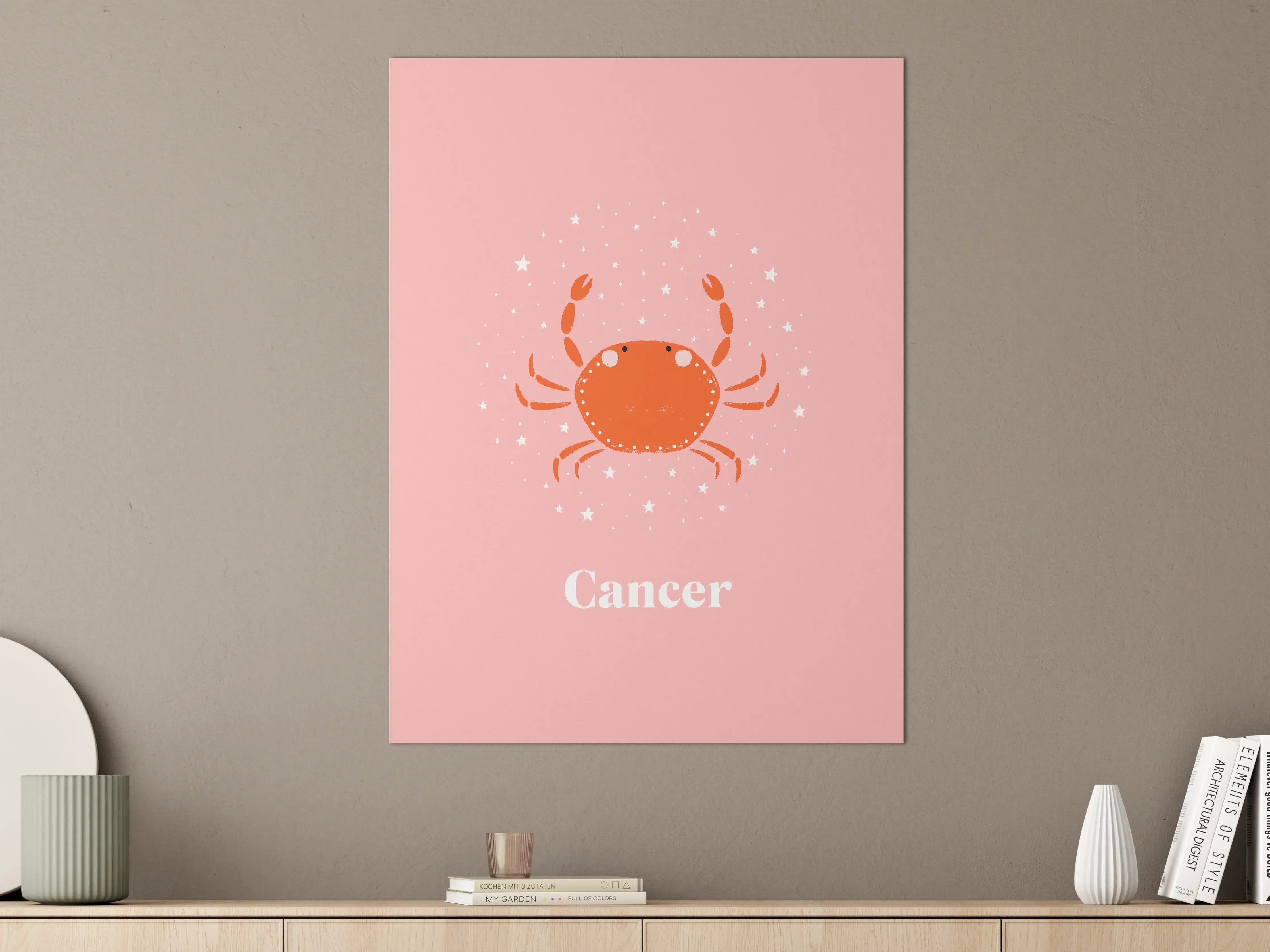 Große Wandbilder - Rosa Krebs Sternzeichen