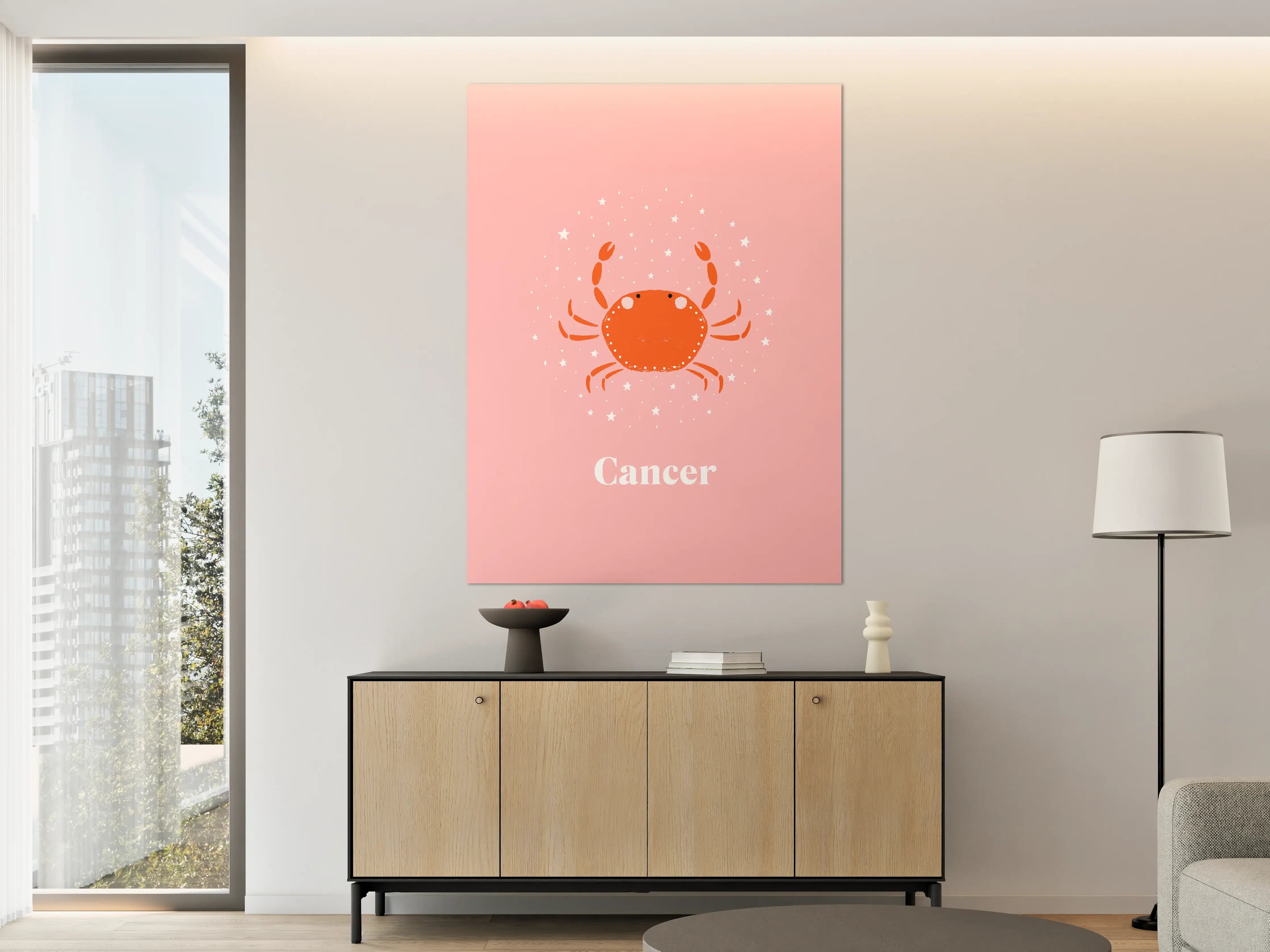 Große Wandbilder - Rosa Krebs Sternzeichen