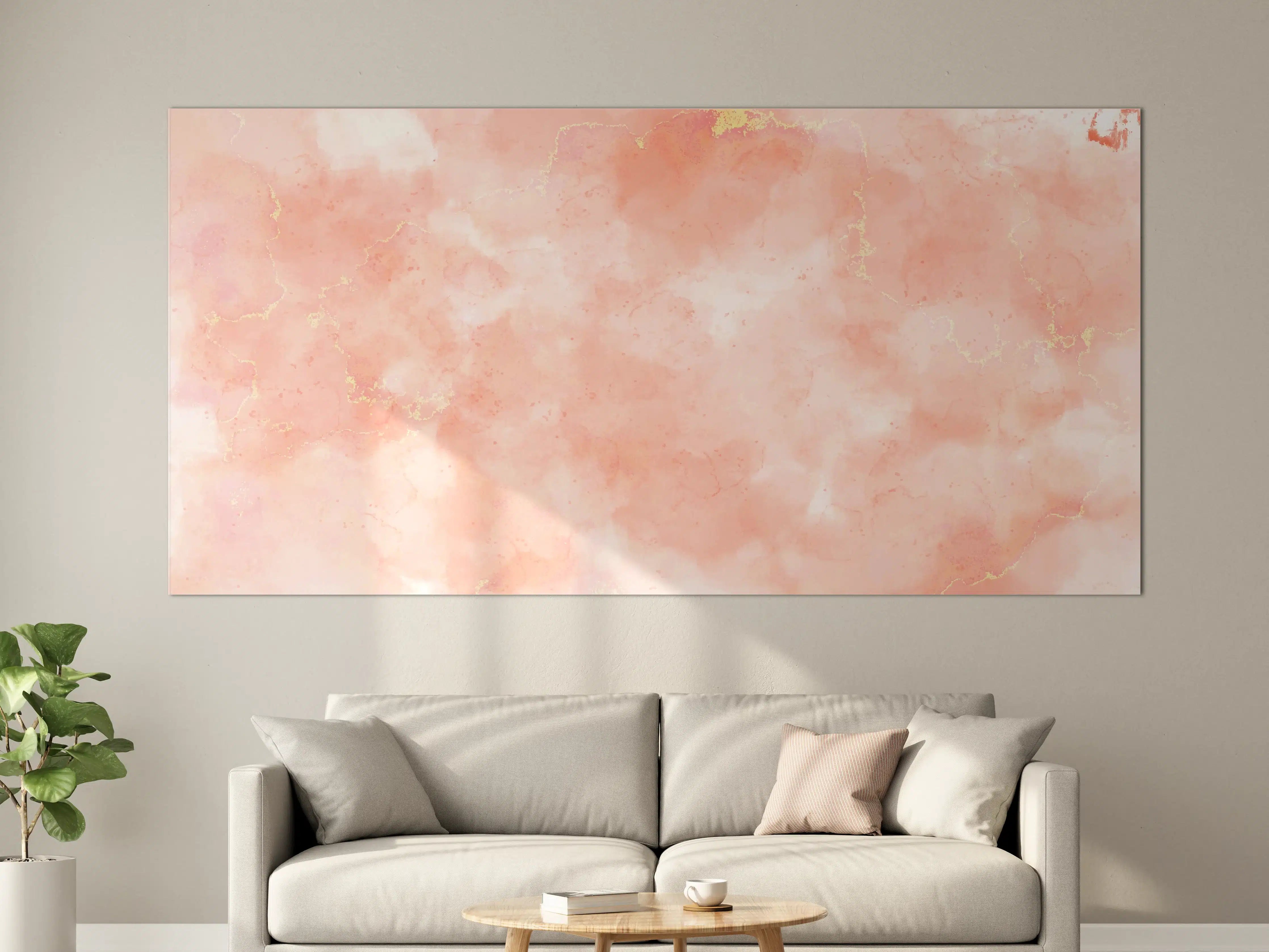 Große Wandbilder - Rosa Marmor Textur mit Goldakzenten