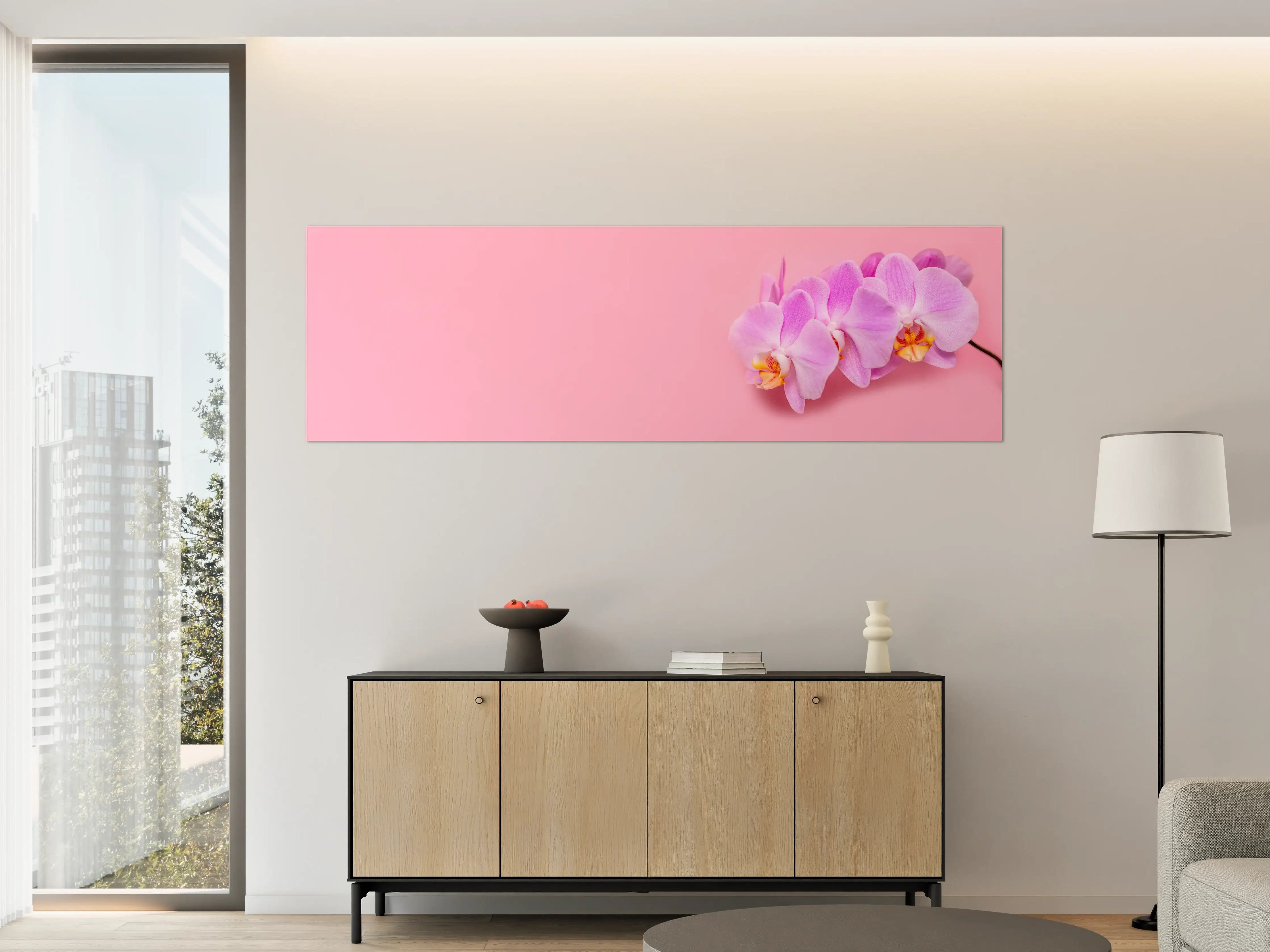 Große Wandbilder - Rosa Orchideen auf Pink