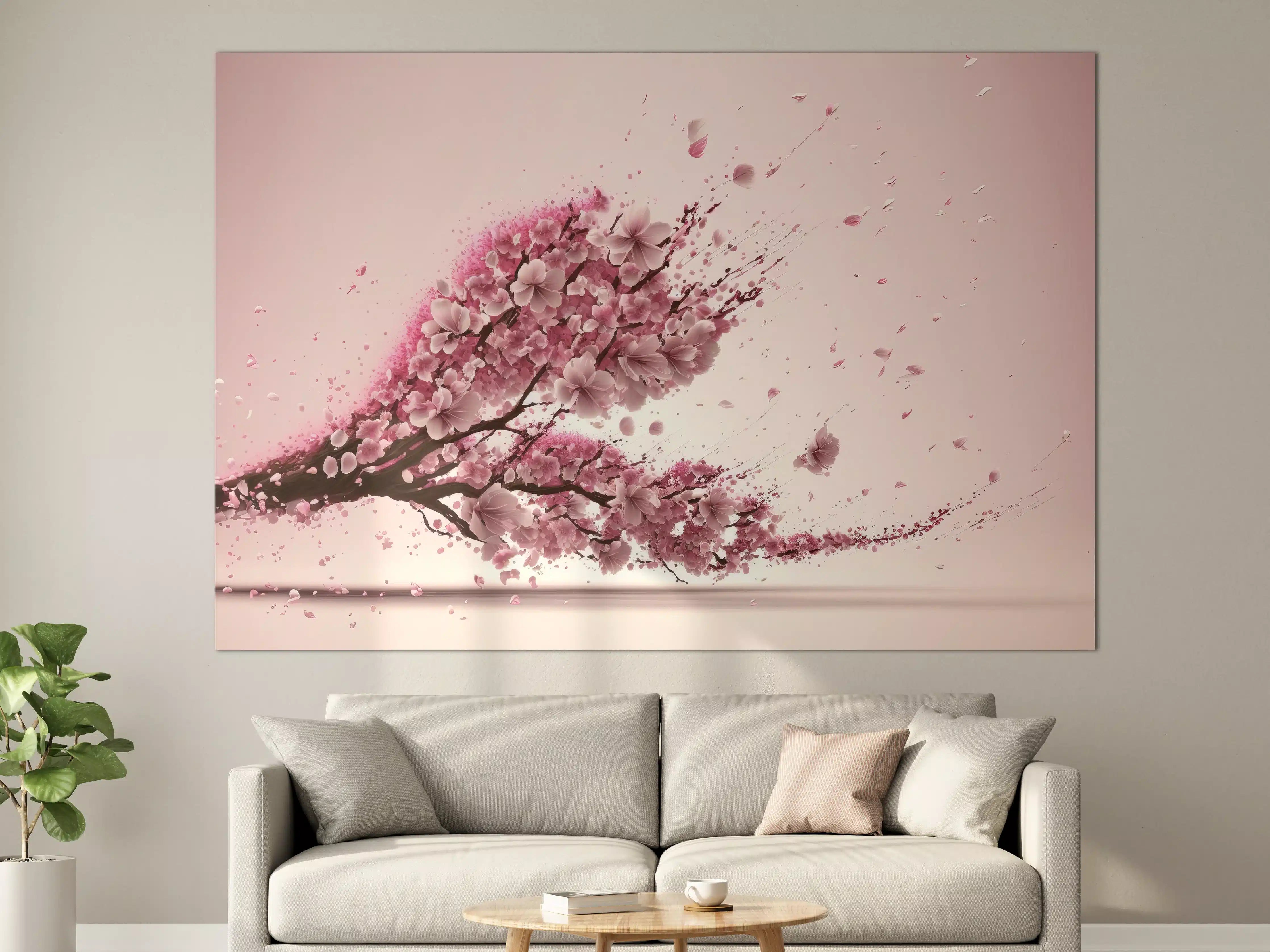 Große Wandbilder - Rosa Sakura Kirschblütenzweig