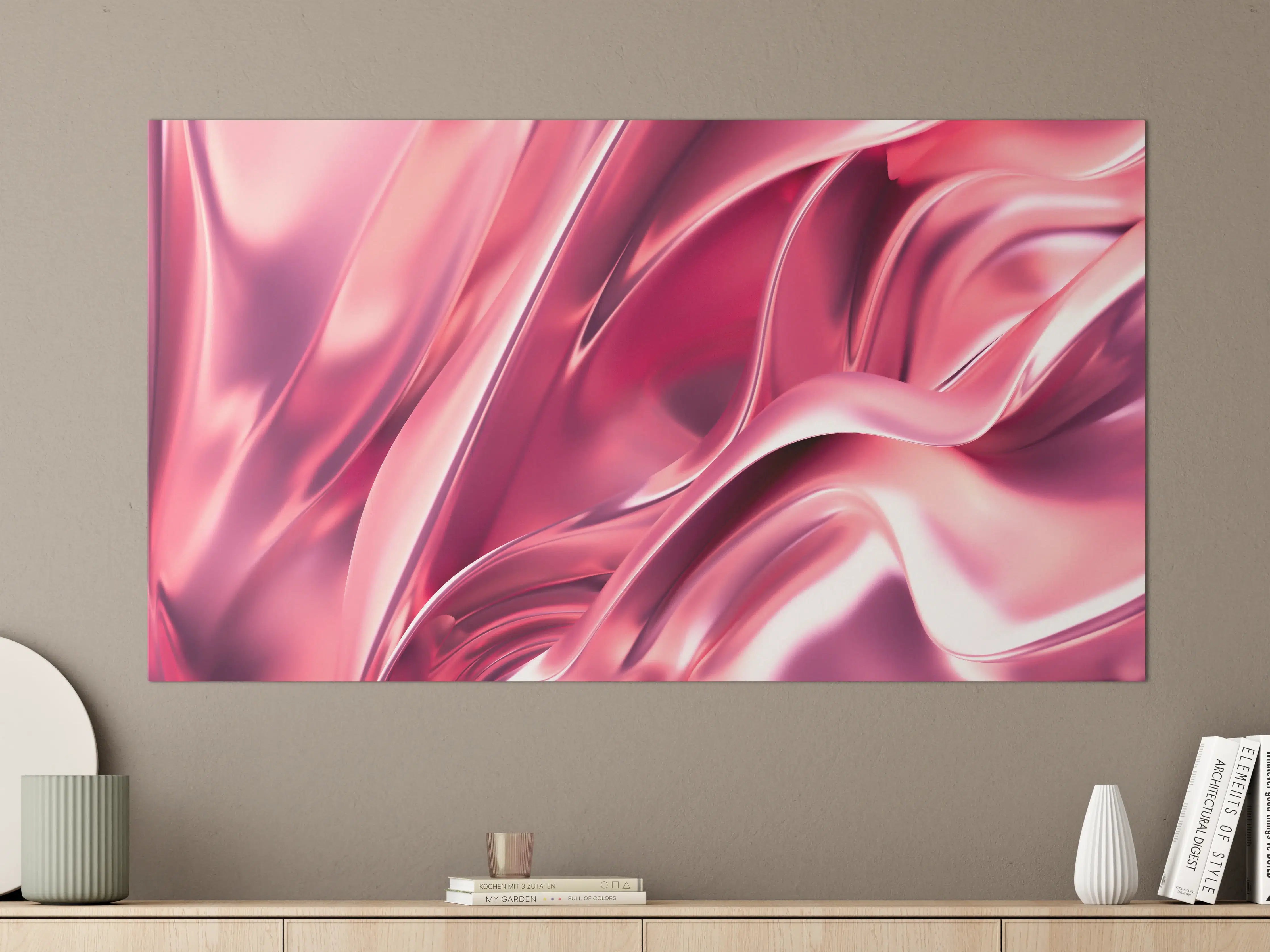 Große Wandbilder - Rosa Seidenstoff mit Weichheitsreflexen
