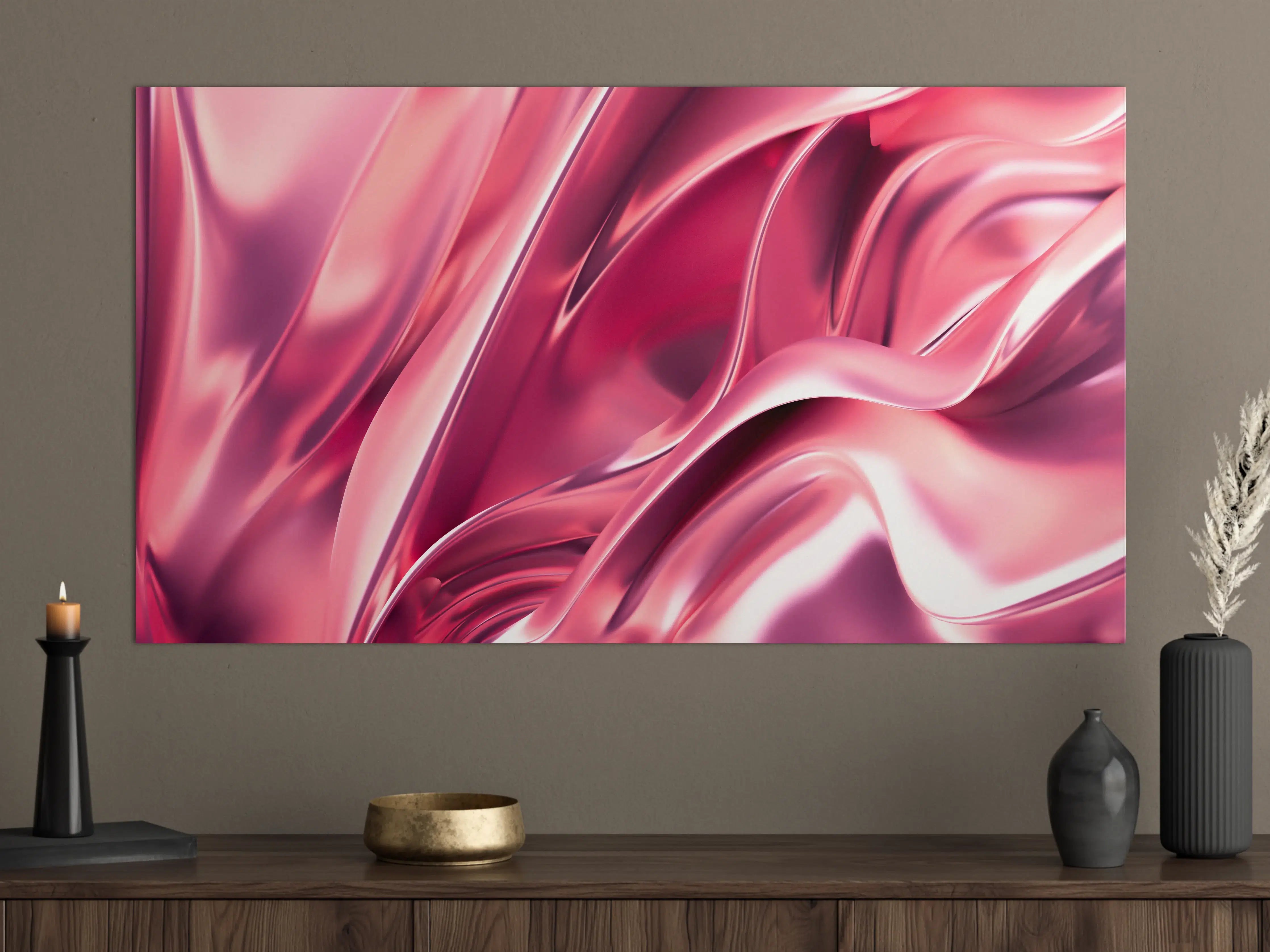 Große Wandbilder - Rosa Seidenstoff mit Weichheitsreflexen