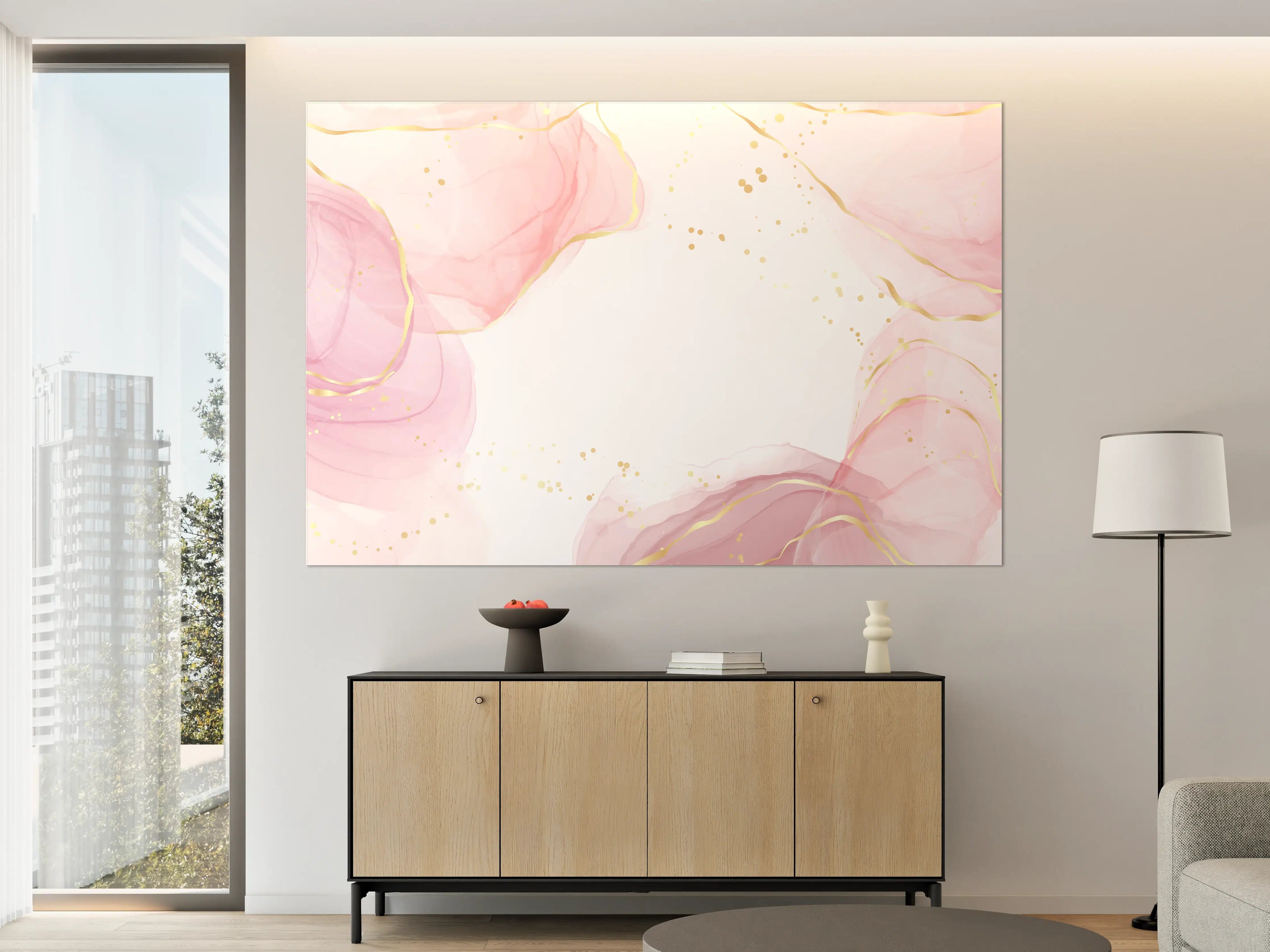 Große Wandbilder - Rosé-Goldene Abstrakte Kunst