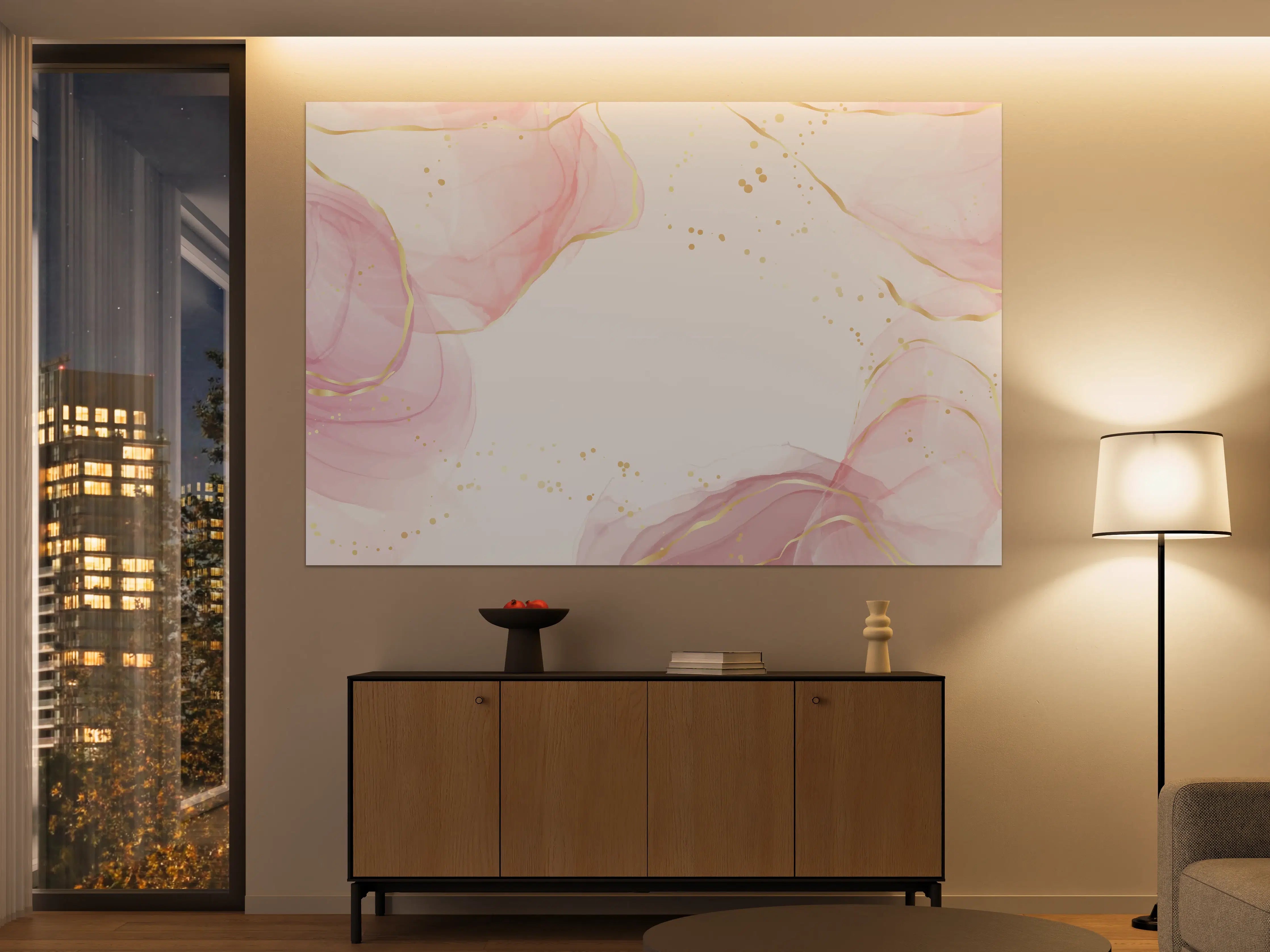 Große Wandbilder - Rosé-Goldene Abstrakte Kunst