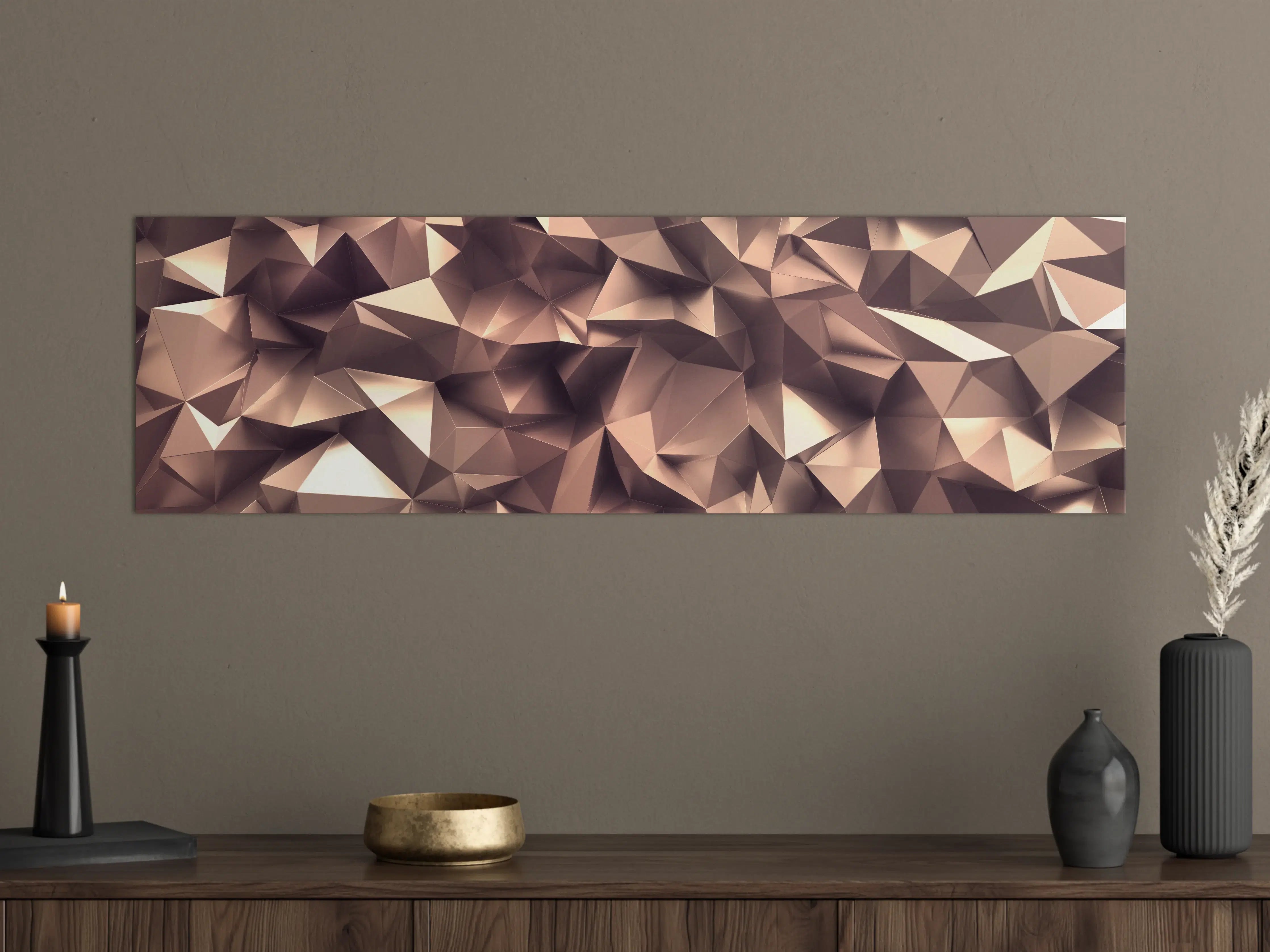 Große Wandbilder - Roségold Kristall-Polygon-Hintergrund