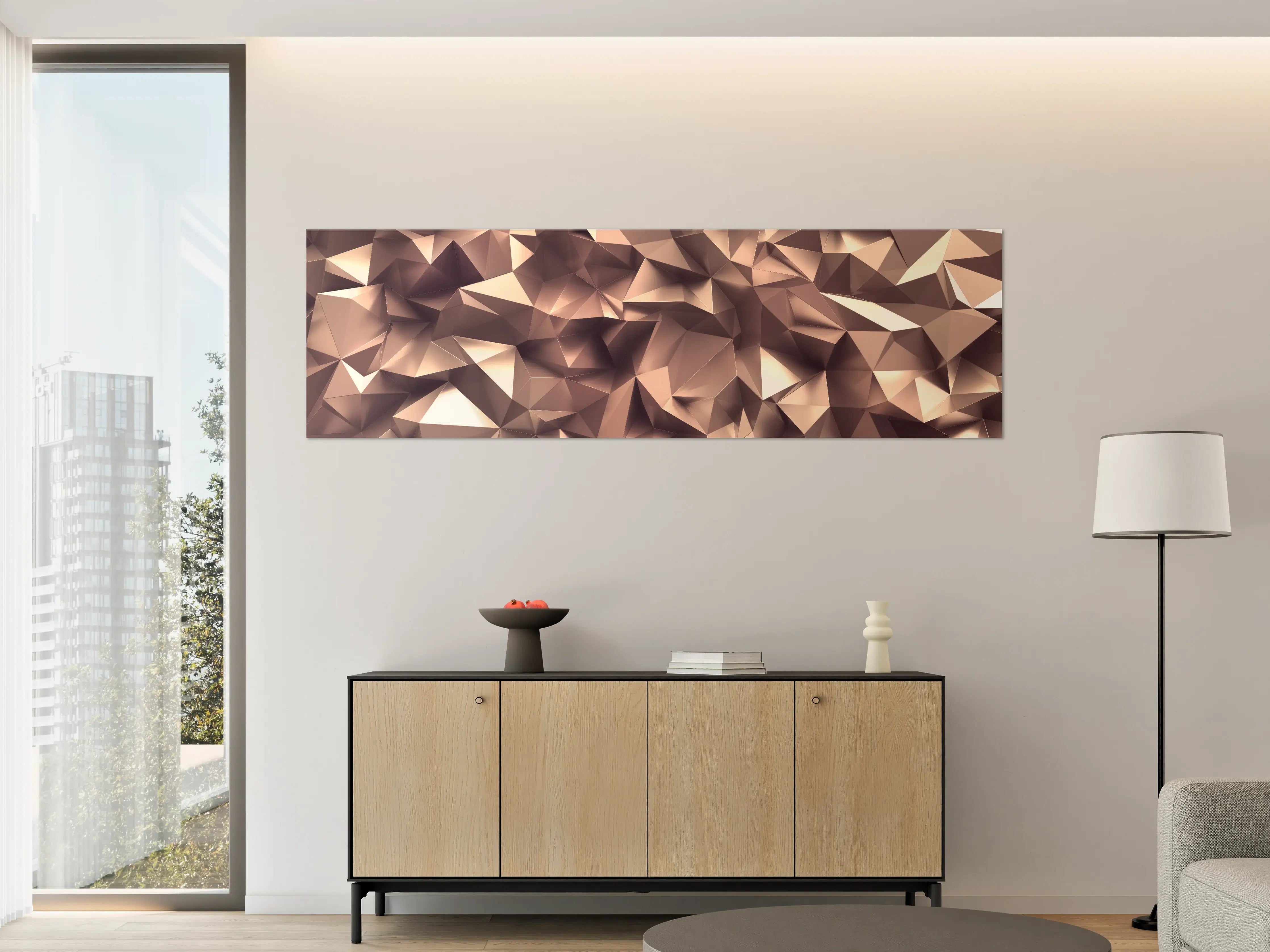 Große Wandbilder - Roségold Kristall-Polygon-Hintergrund