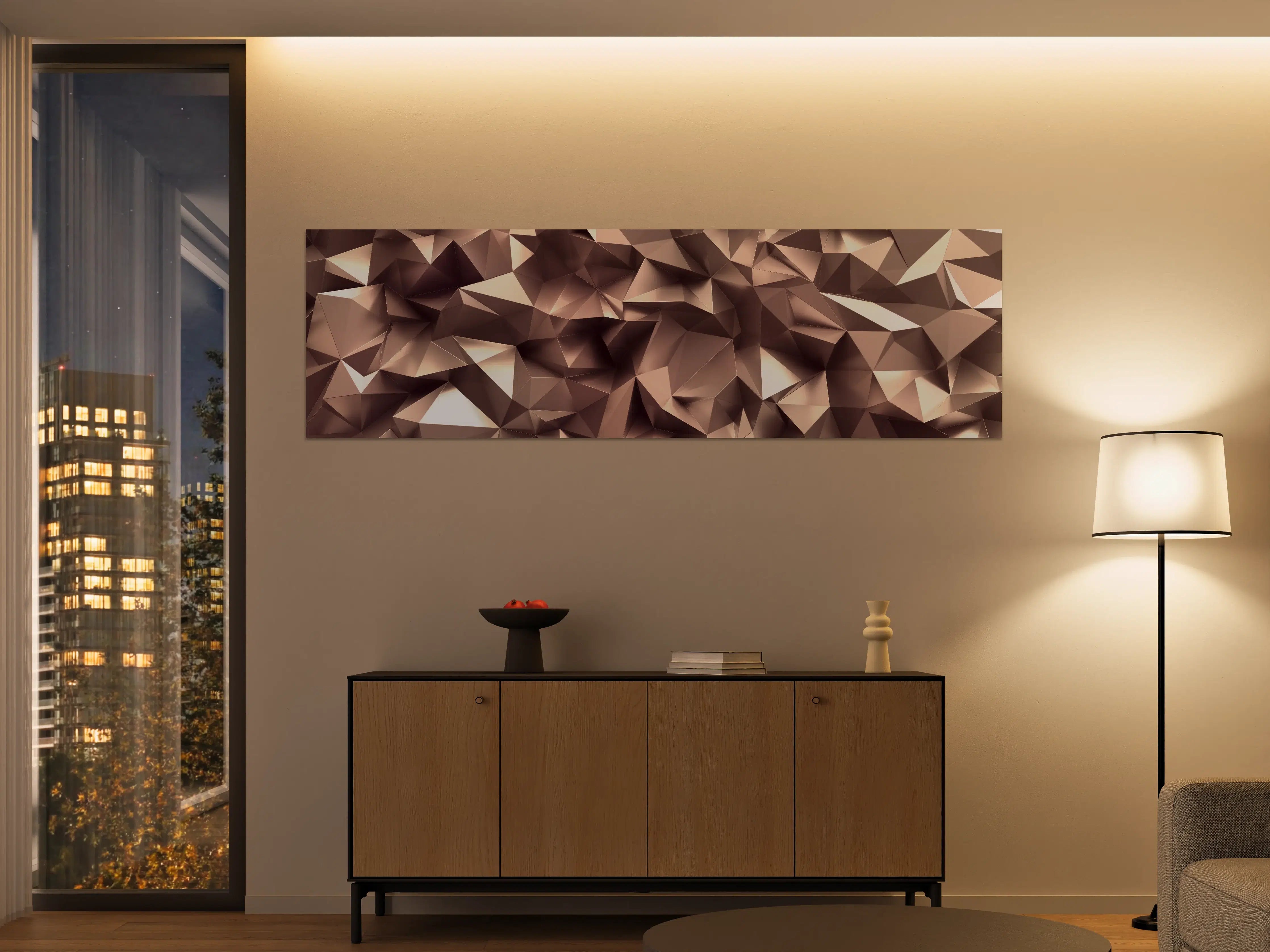 Große Wandbilder - Roségold Kristall-Polygon-Hintergrund