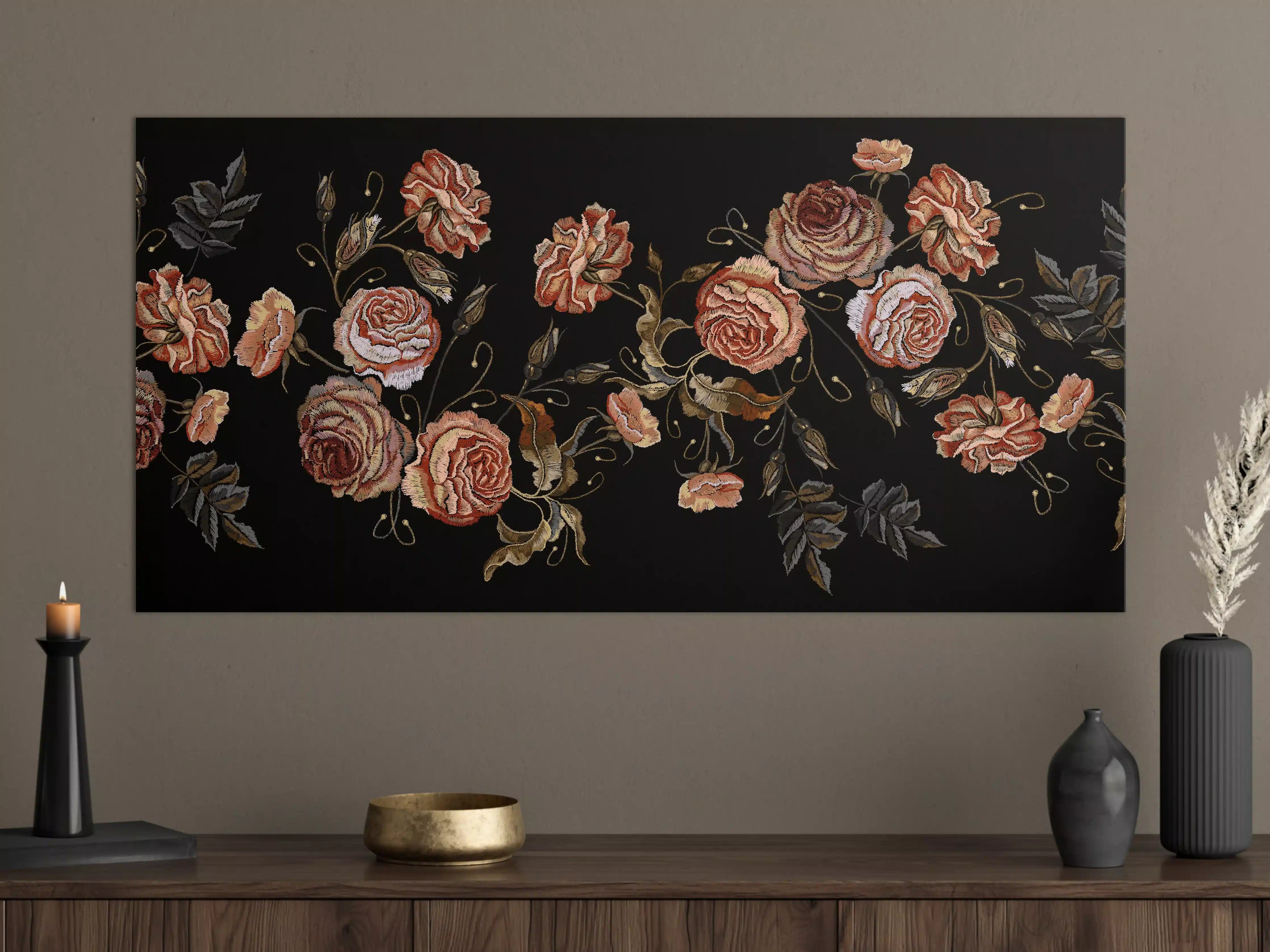 Große Wandbilder - Rosen in der Dunkelheit
