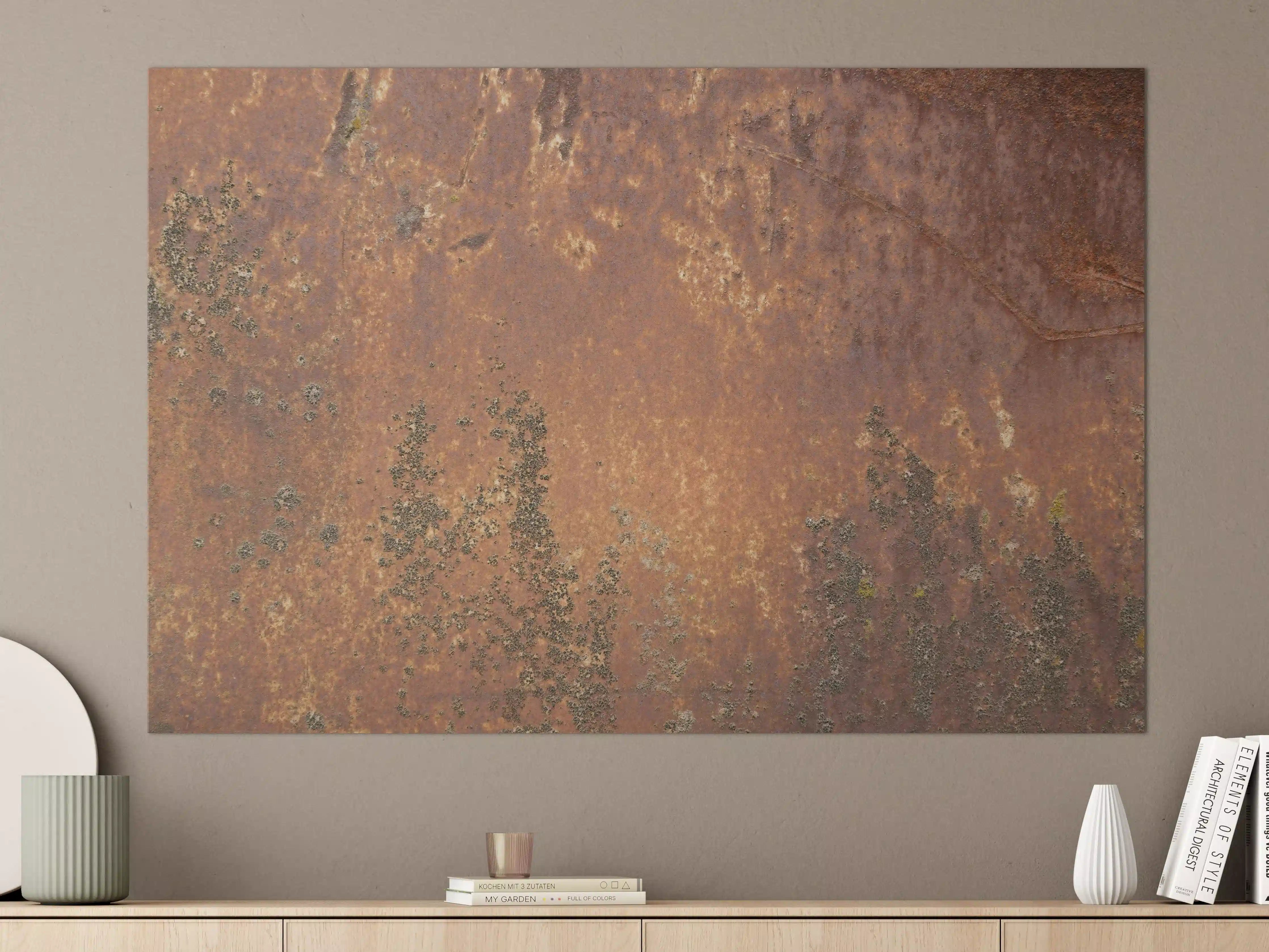 Große Wandbilder - Rostige Metalloberfläche mit grüner Patina