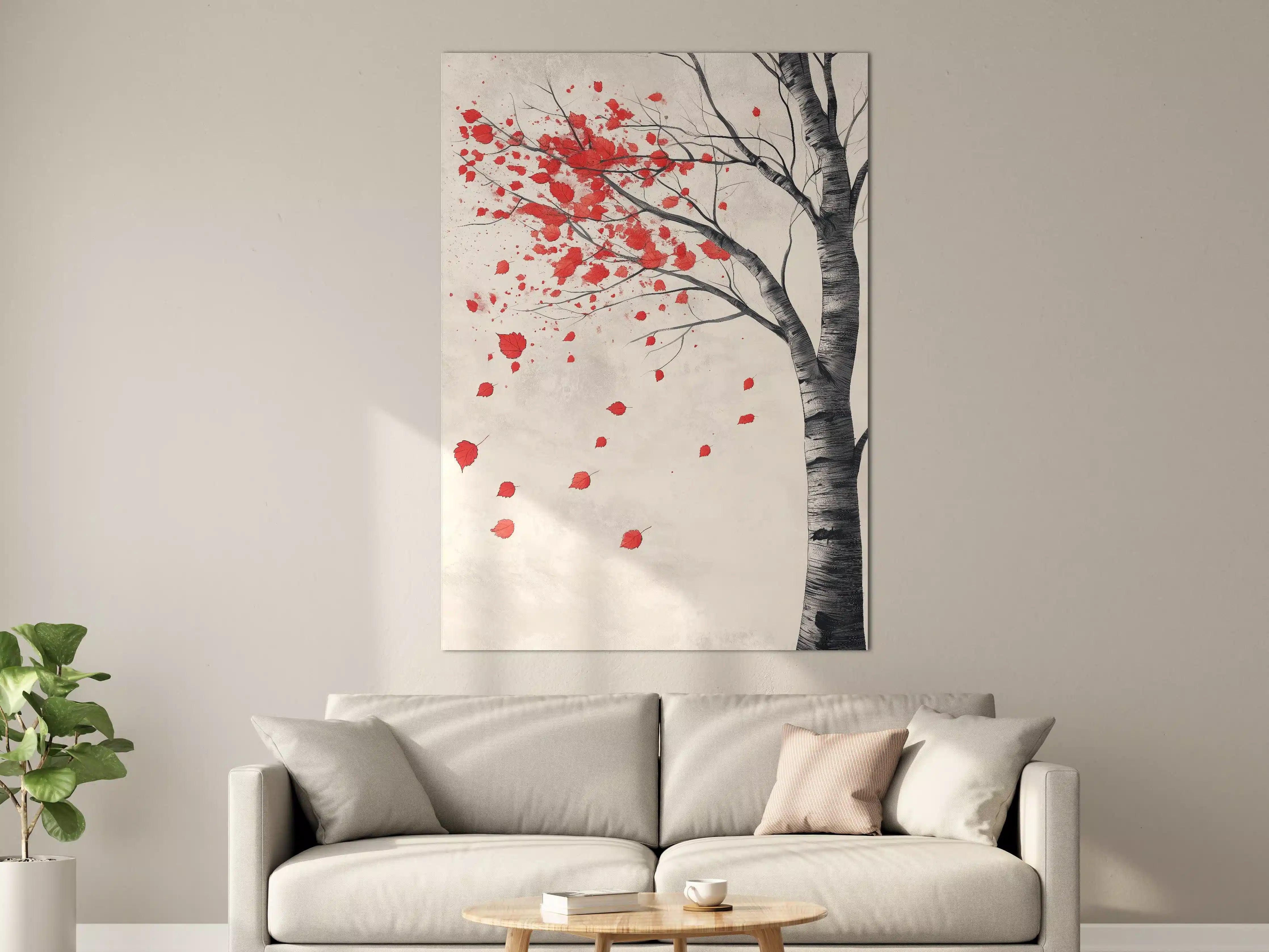 Große Wandbilder - Rote Herbstblätter am Baum