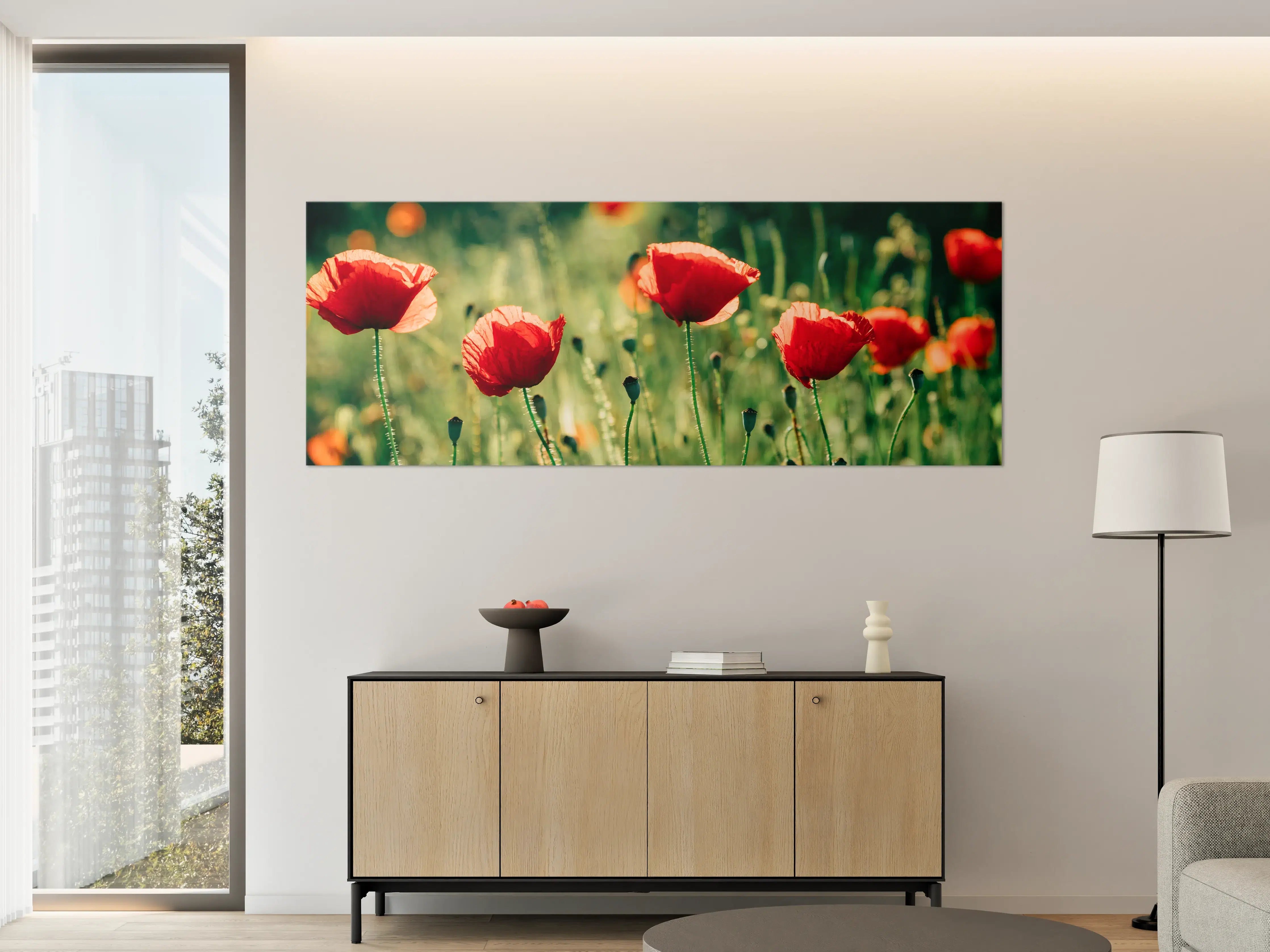 Große Wandbilder - Rote Mohnblumen Sommerwiese