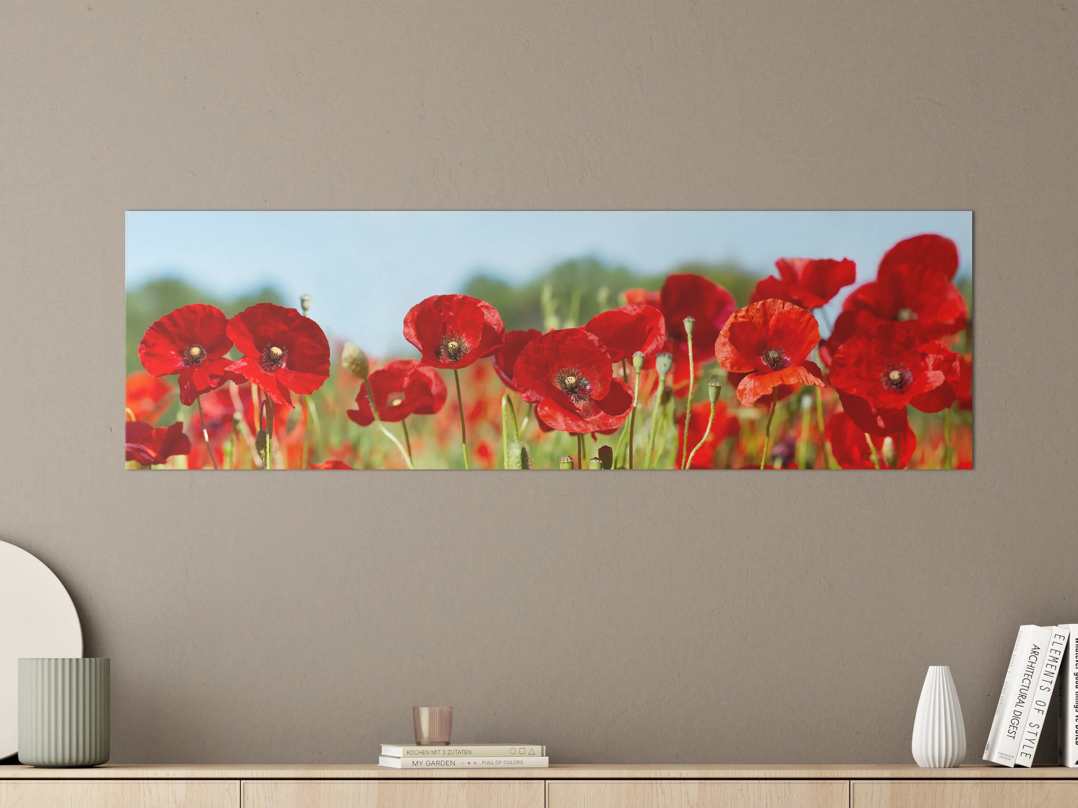 Große Wandbilder - Rote Mohnblumen auf einem Feld
